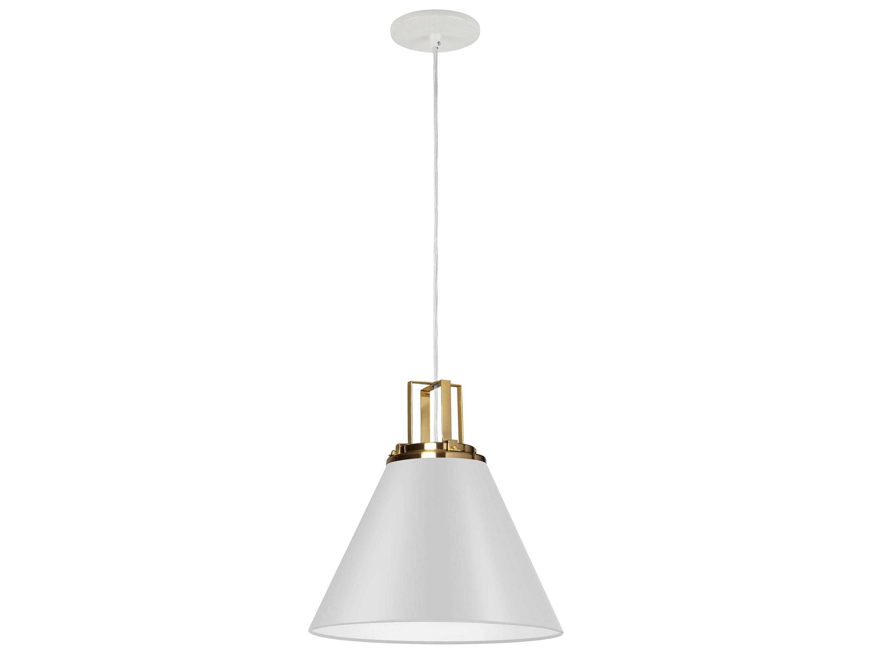 Dainolite Sonus 1-Light Matte White Aged Brass Pendant