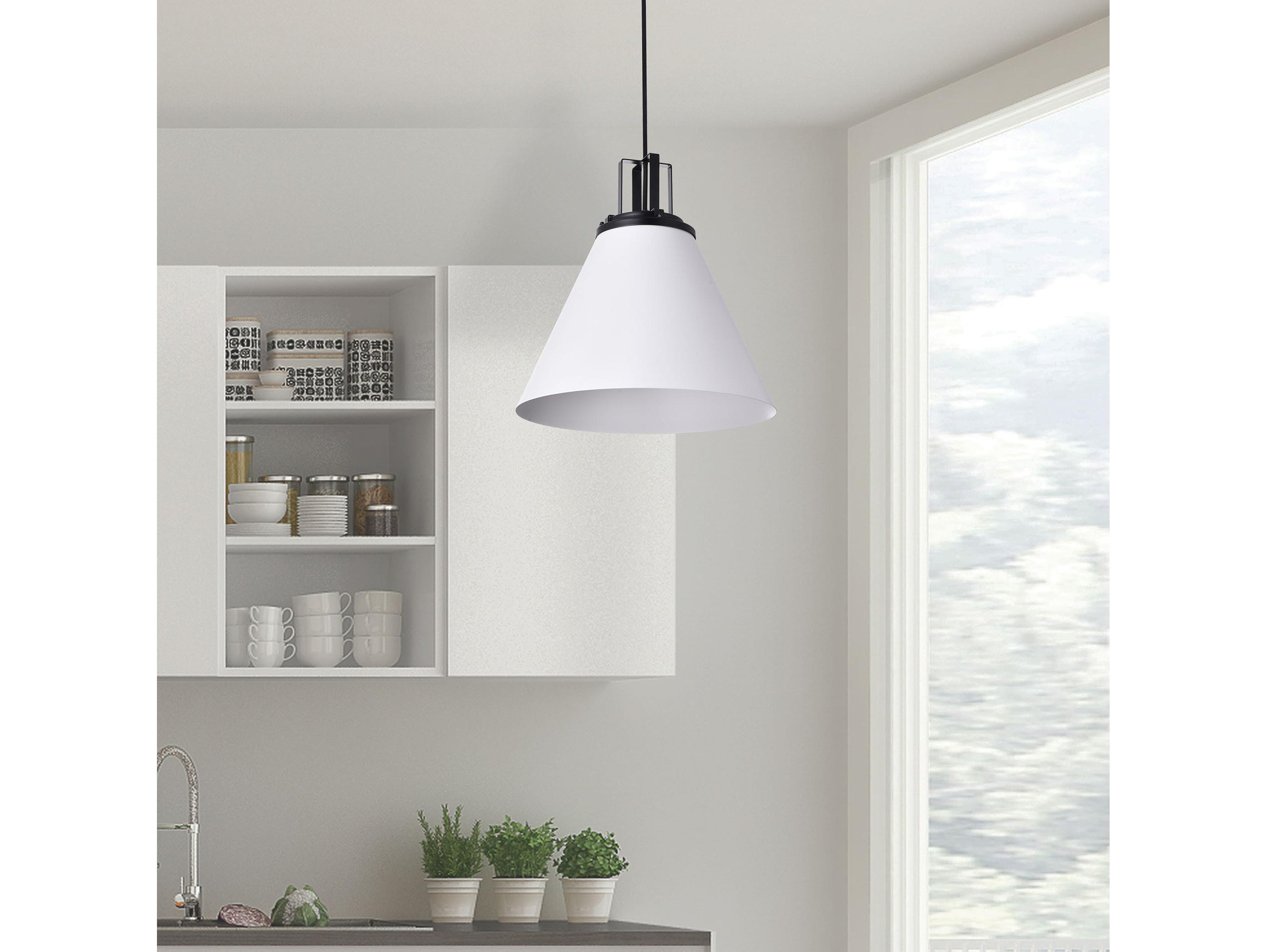 Dainolite Sonus 1-Light Matte White Black Pendant