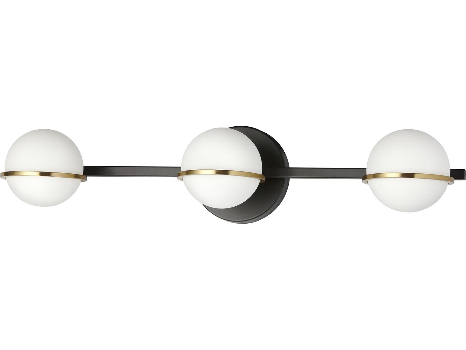 Dainolite Sofia 3-Light Matte Black Aged Brass Vanity Light