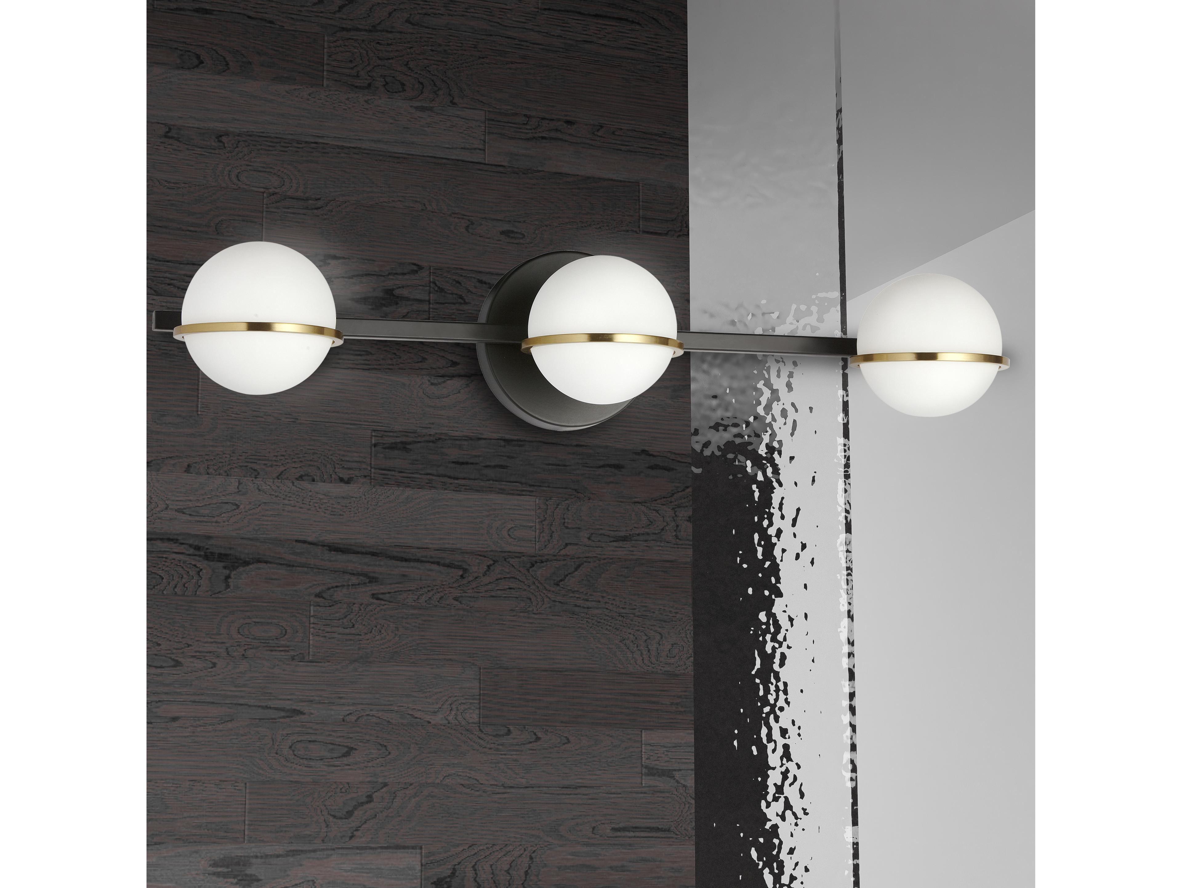 Dainolite Sofia 3-Light Matte Black Aged Brass Vanity Light