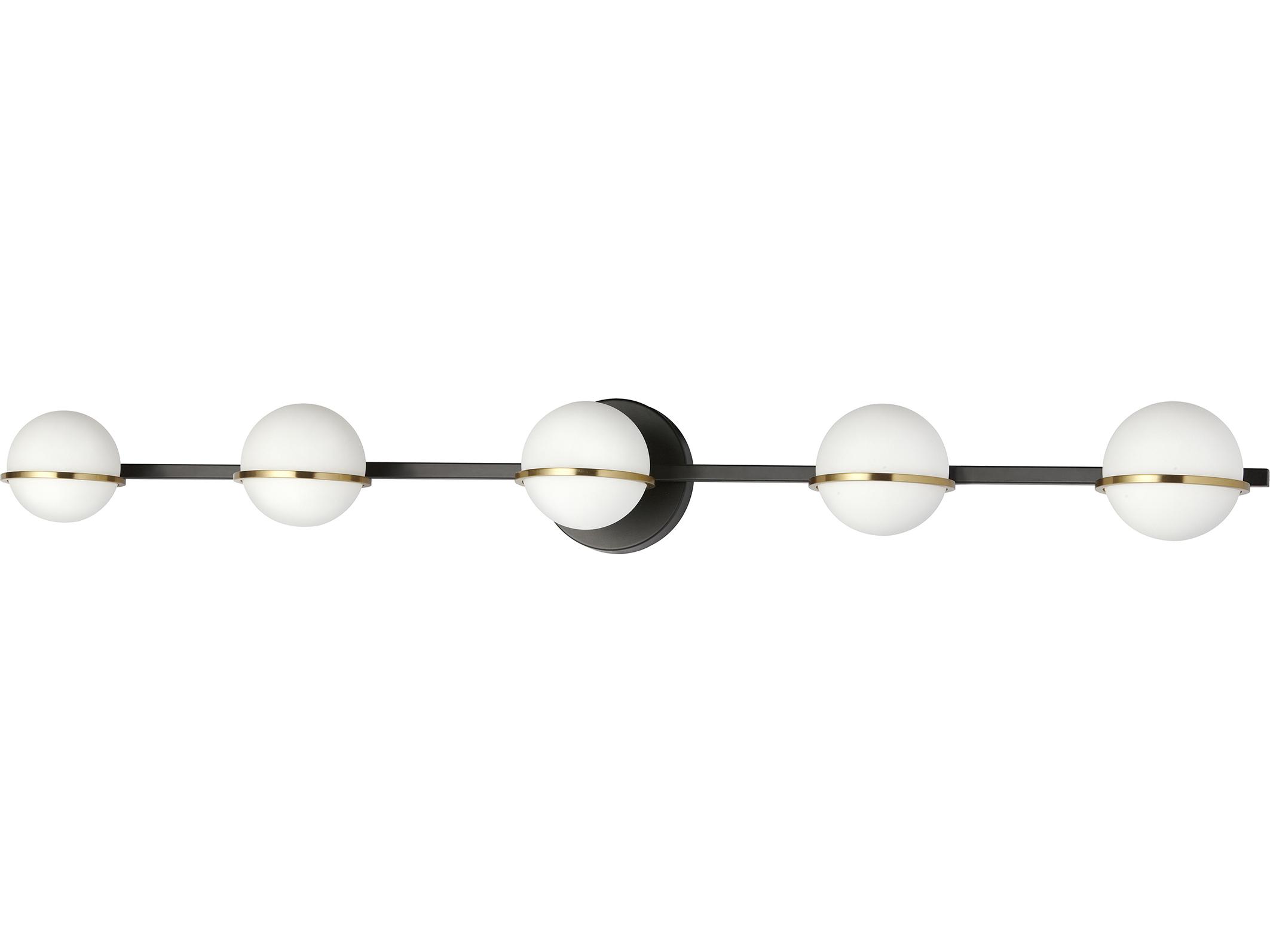 Dainolite Sofia 5-Light Matte Black Aged Brass Vanity Light
