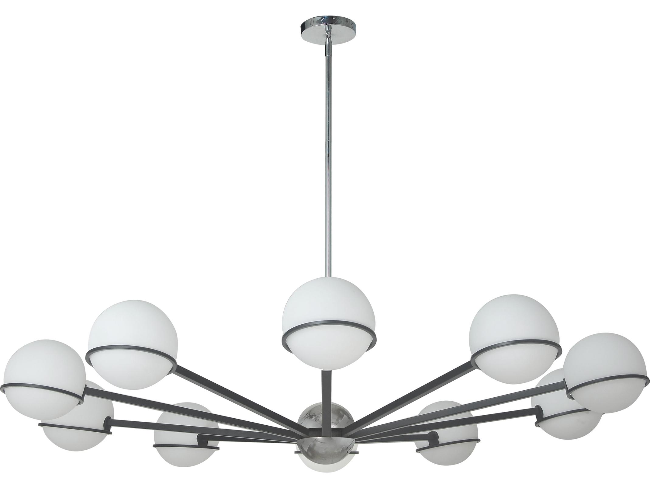 Dainolite Sofia 10-Light Matte Black Polished Chrome Globe Chandelier
