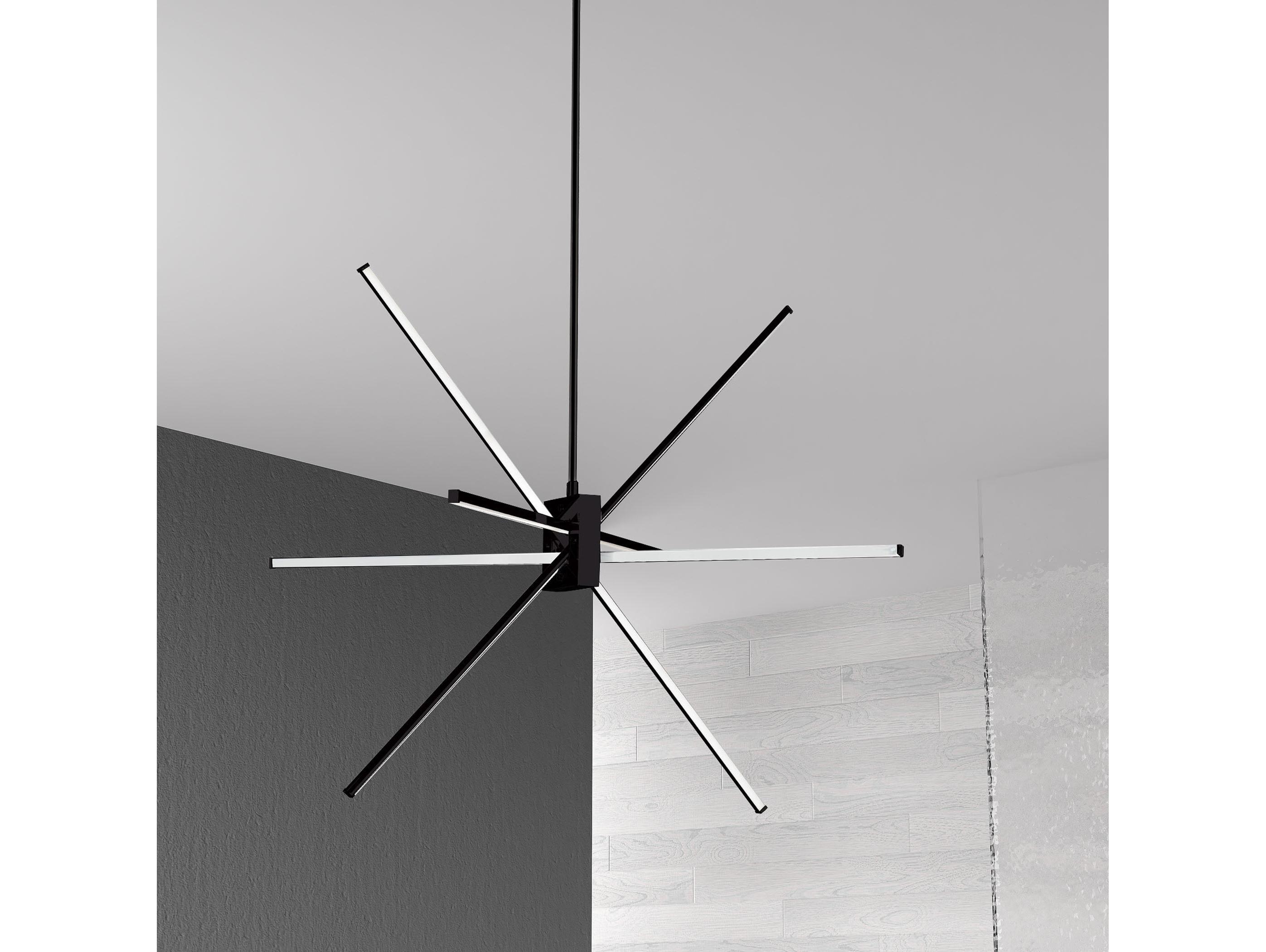 Dainolite Summit 4-Light Matte Black Geometric Linear Sputnik Chandelier
