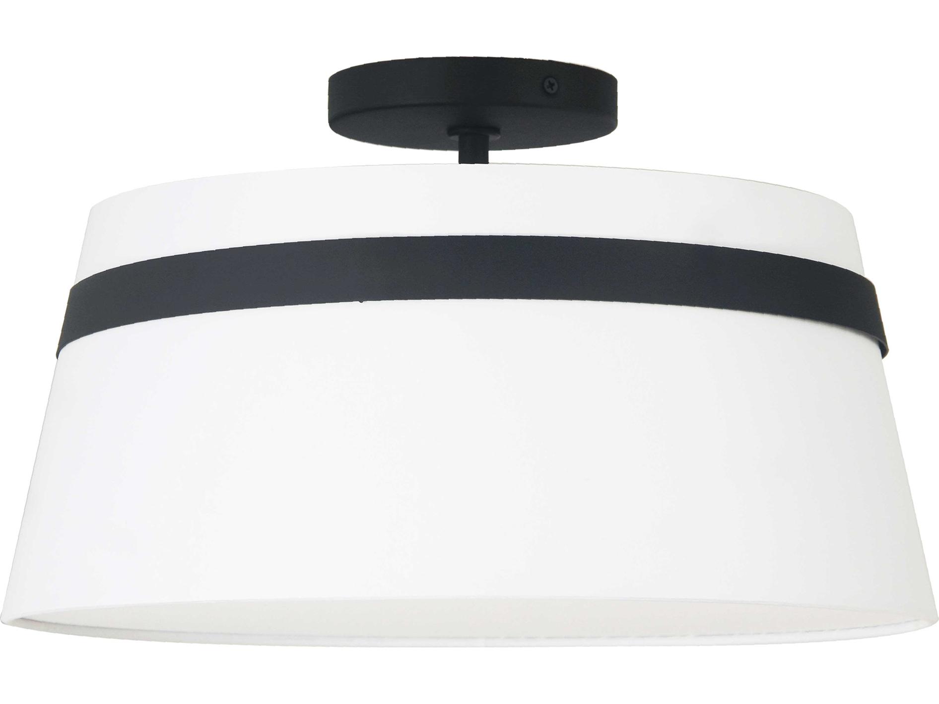 Dainolite Symphony 3-Light Matte Black White Drum Semi Flush Mount