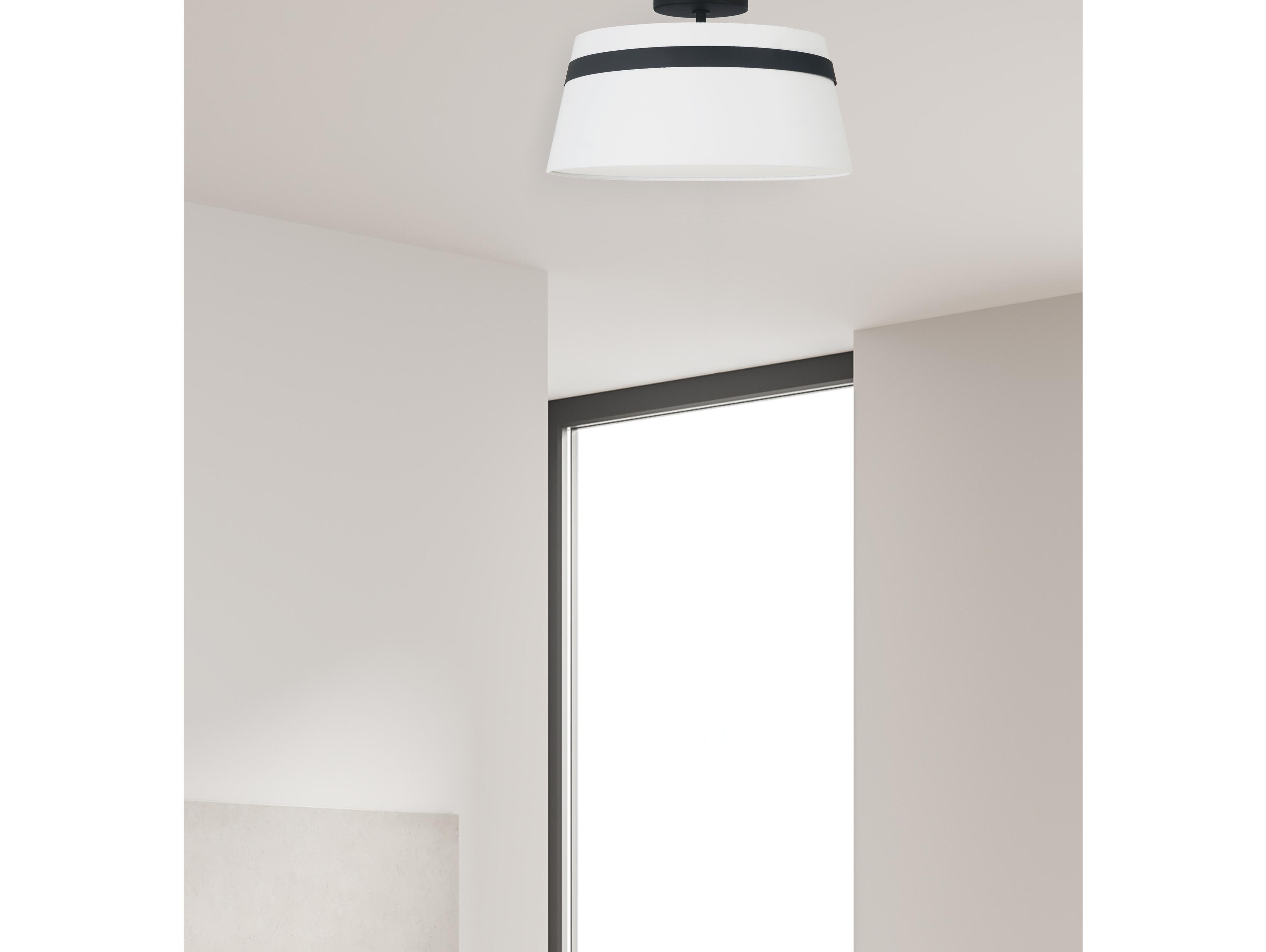 Dainolite Symphony 3-Light Matte Black White Drum Semi Flush Mount