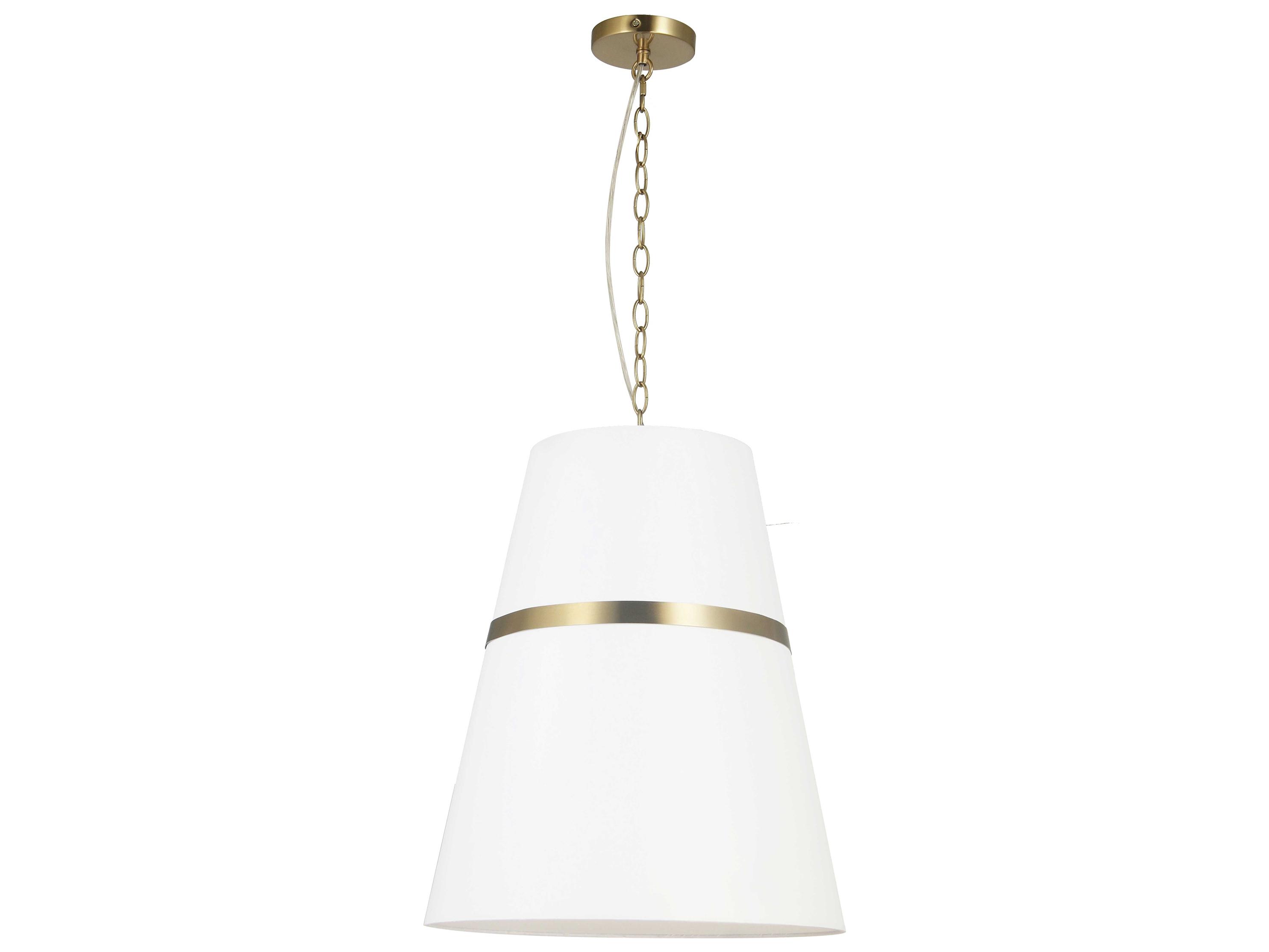 Dainolite Symphony 3-Light Aged Brass White Drum Pendant