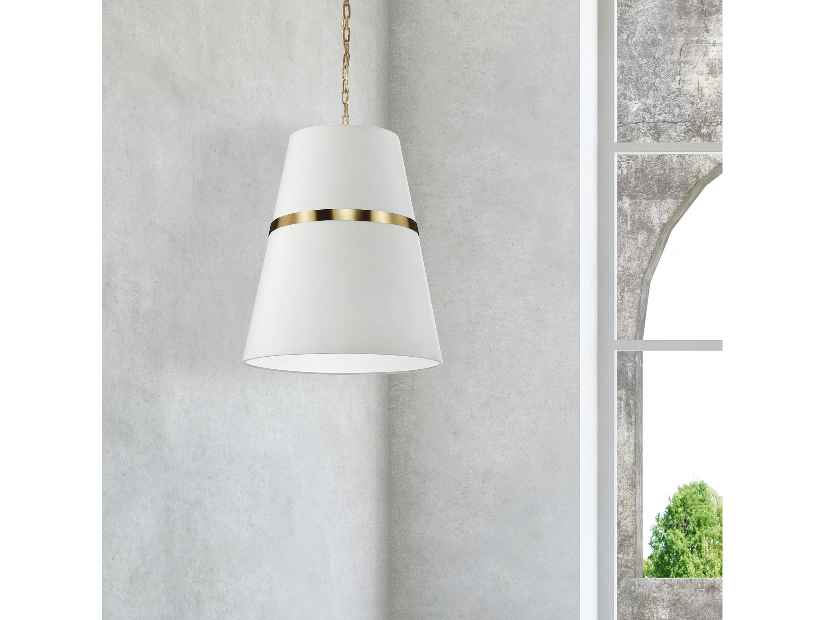 Dainolite Symphony 3-Light Aged Brass White Drum Pendant
