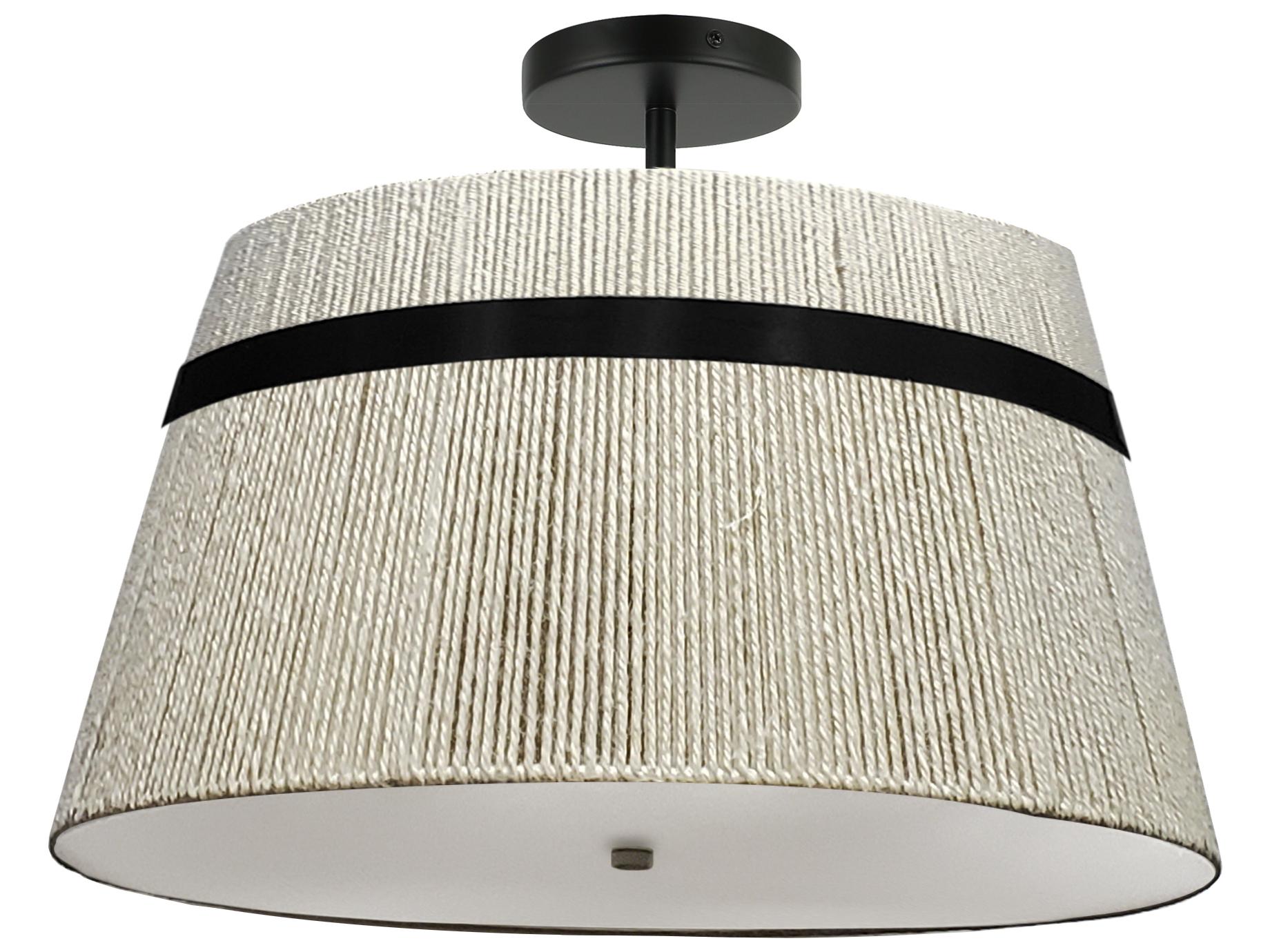 Dainolite Sylvie 3-Light Natural Matte Black Drum Semi Flush Mount
