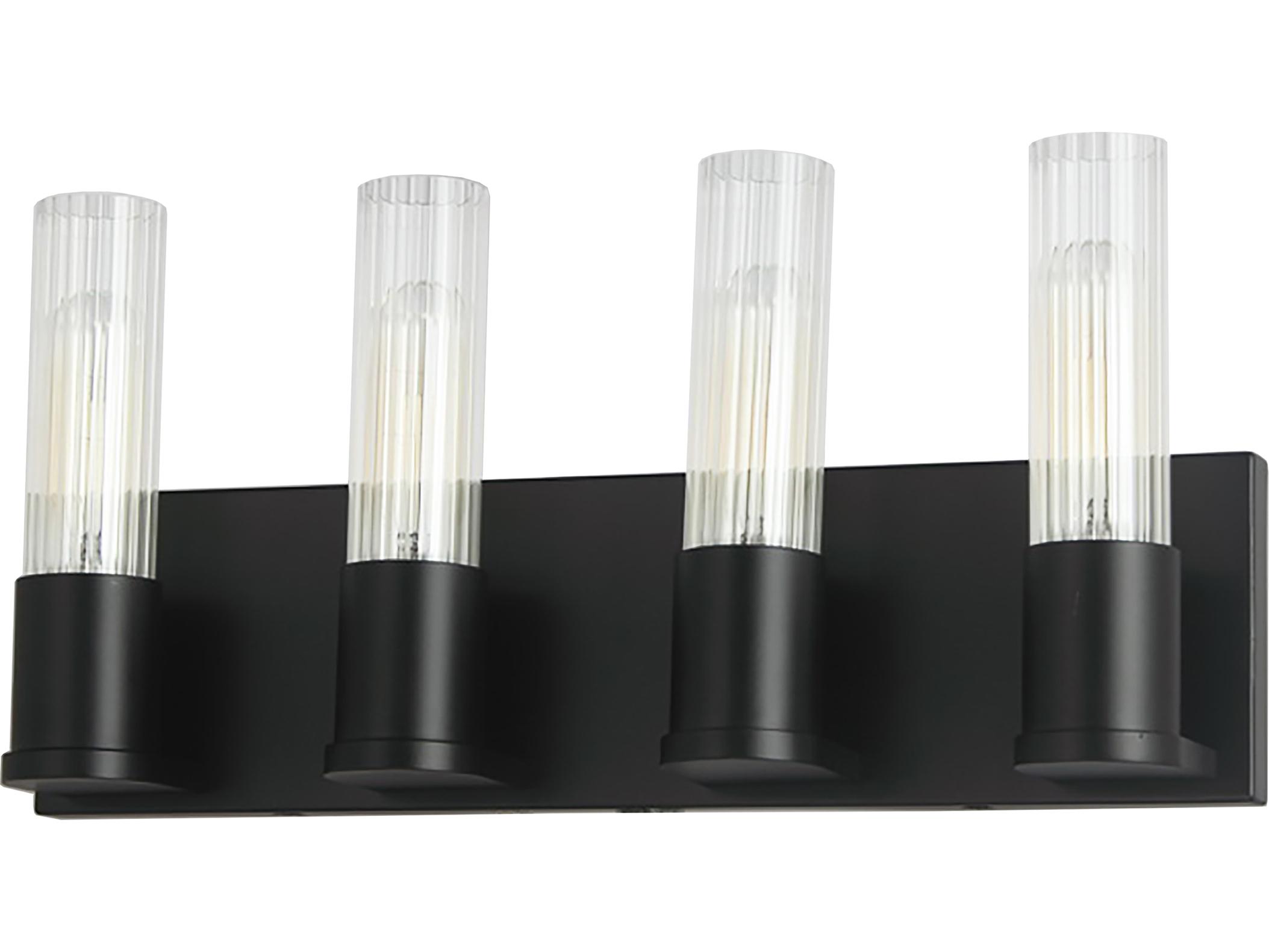 Dainolite Tube 4-Light Matte Black Vanity Light