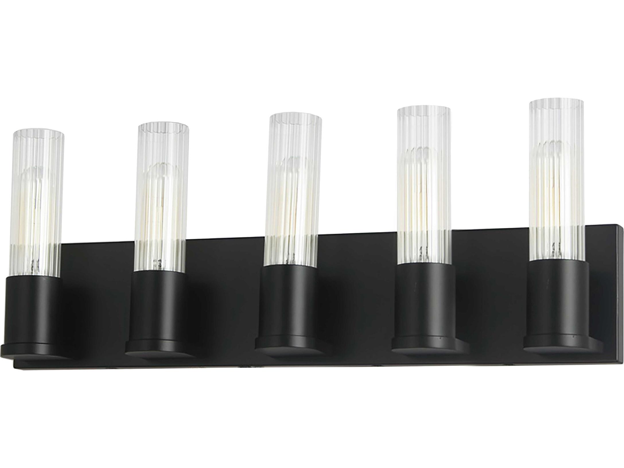 Dainolite Tube 5-Light Matte Black Vanity Light