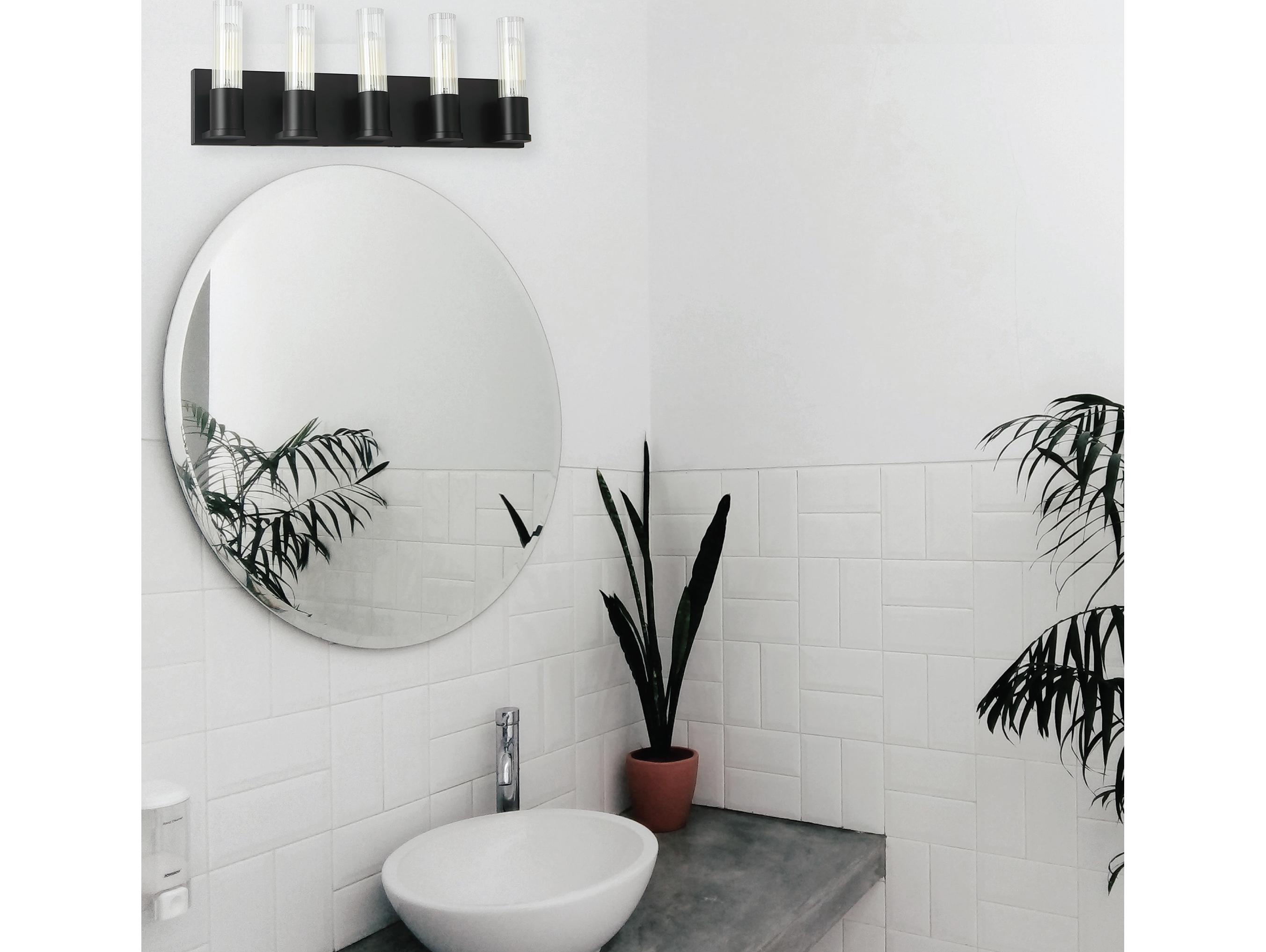 Dainolite Tube 5-Light Matte Black Vanity Light