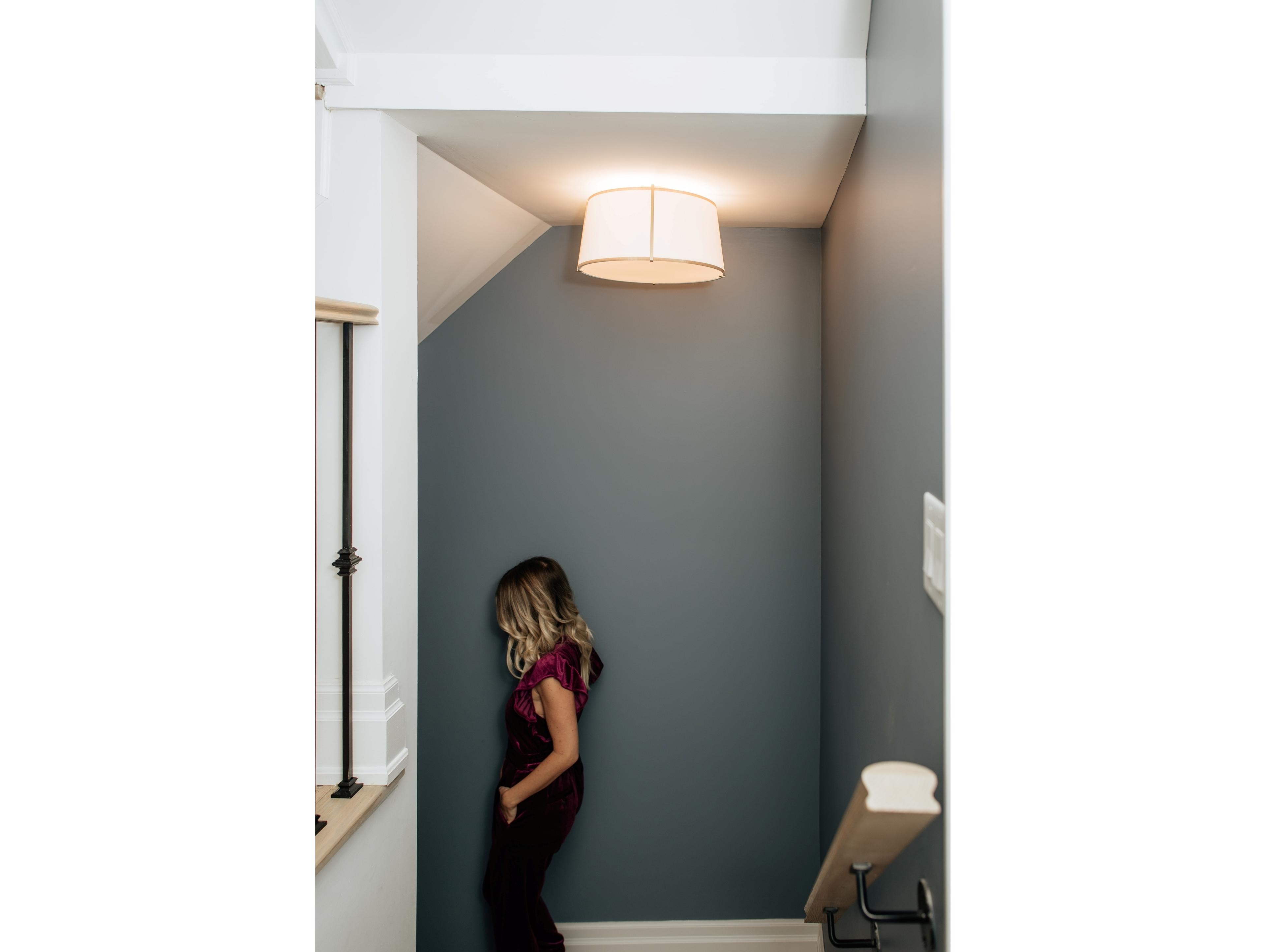 Dainolite Trapezoid 4-Light Gold White Drum Flush Mount