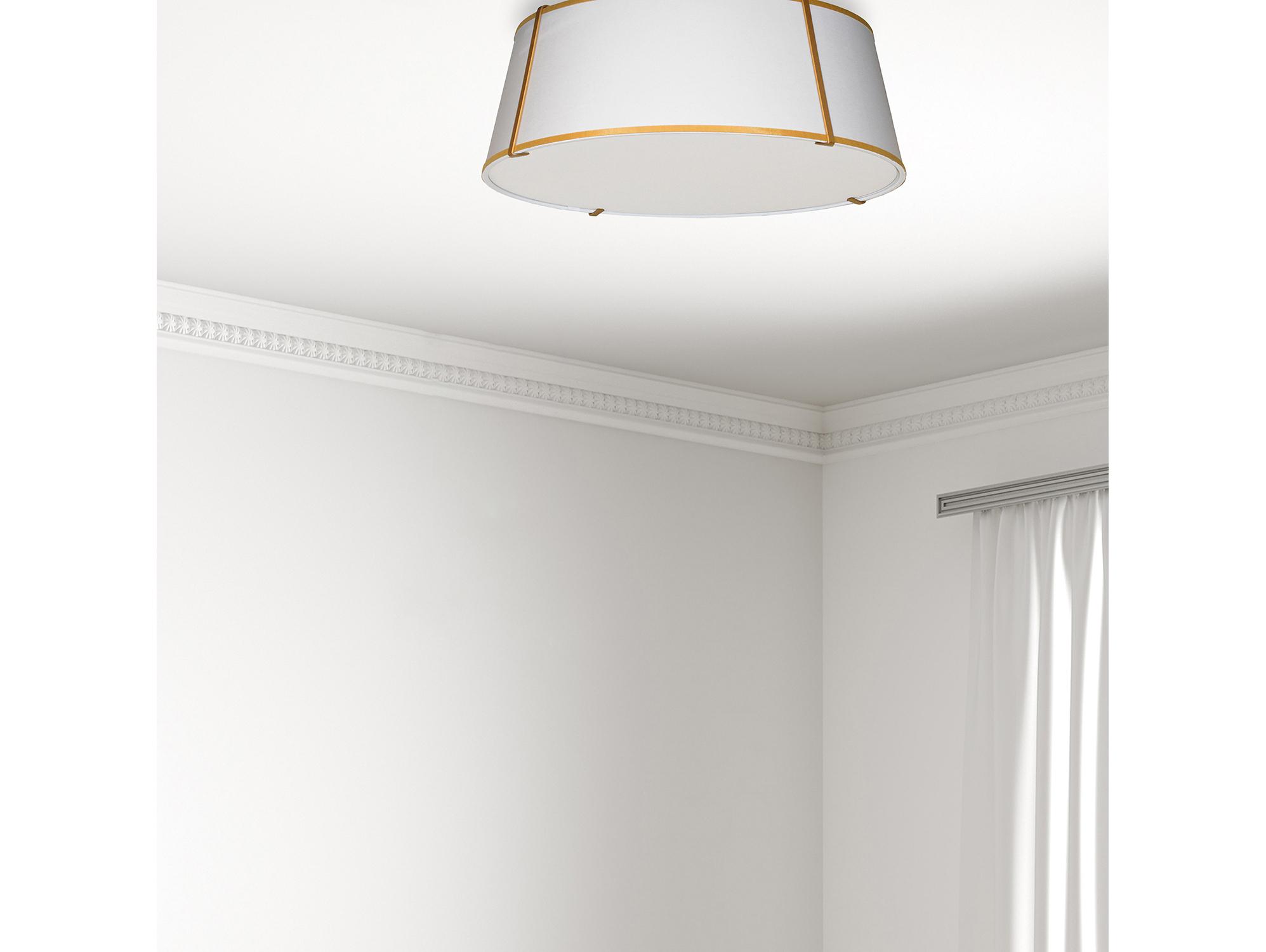 Dainolite Trapezoid 4-Light Gold White Drum Flush Mount