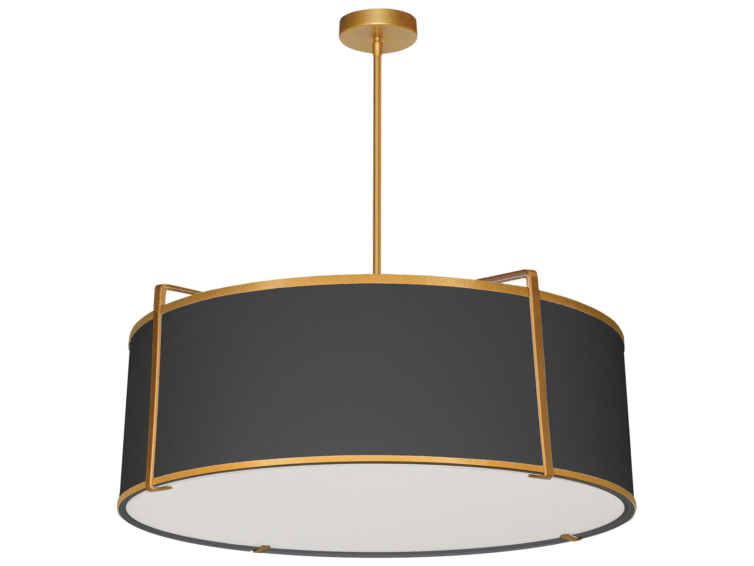 Dainolite Trapezoid 4-Light Gold Black Drum Pendant
