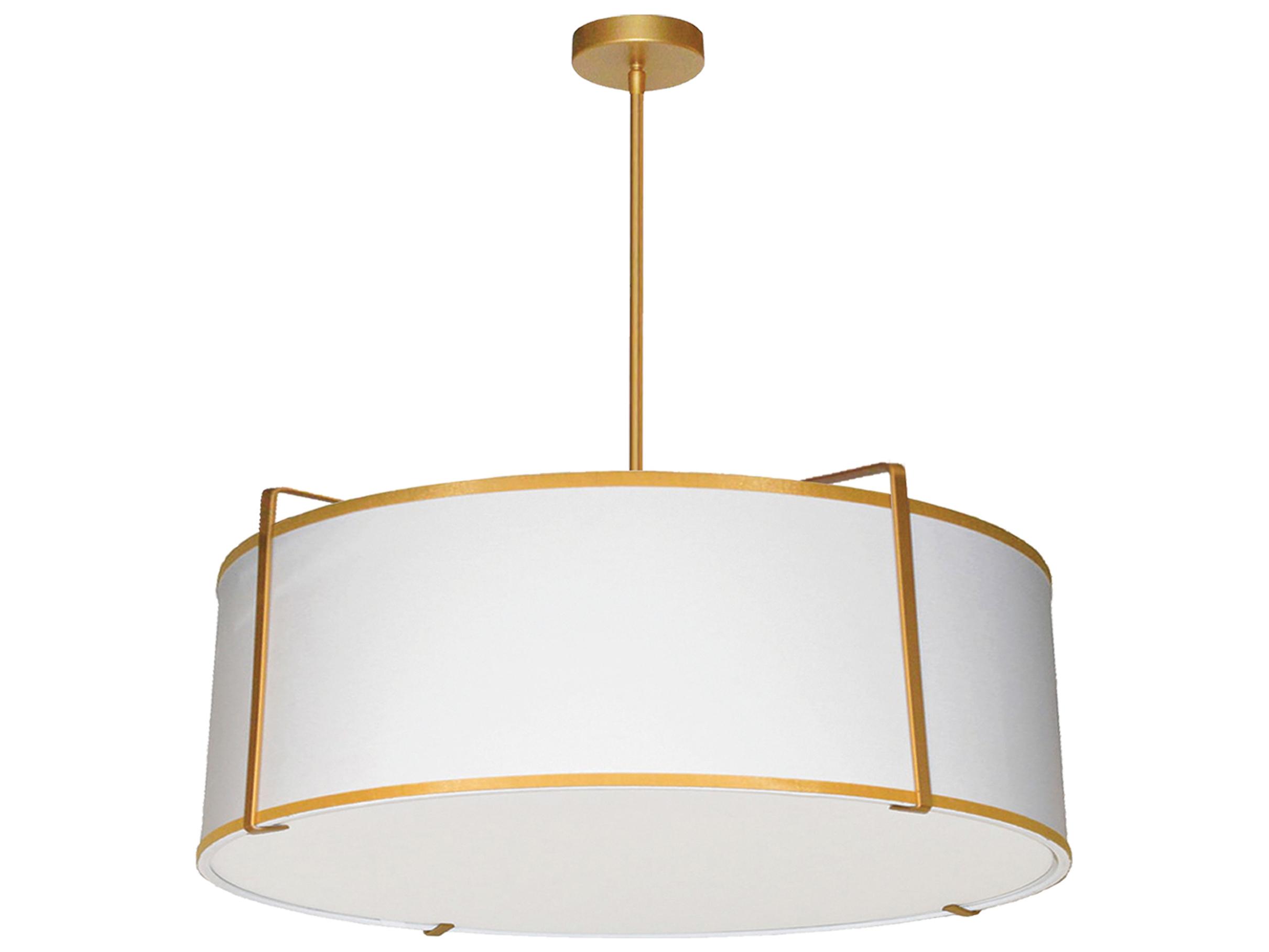 Dainolite Trapezoid 4-Light Gold White Drum Pendant