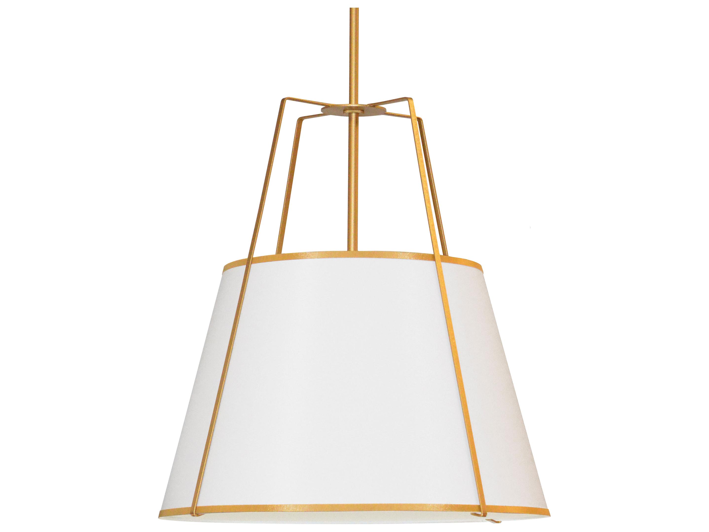Dainolite Trapezoid 4-Light Gold White Drum Pendant