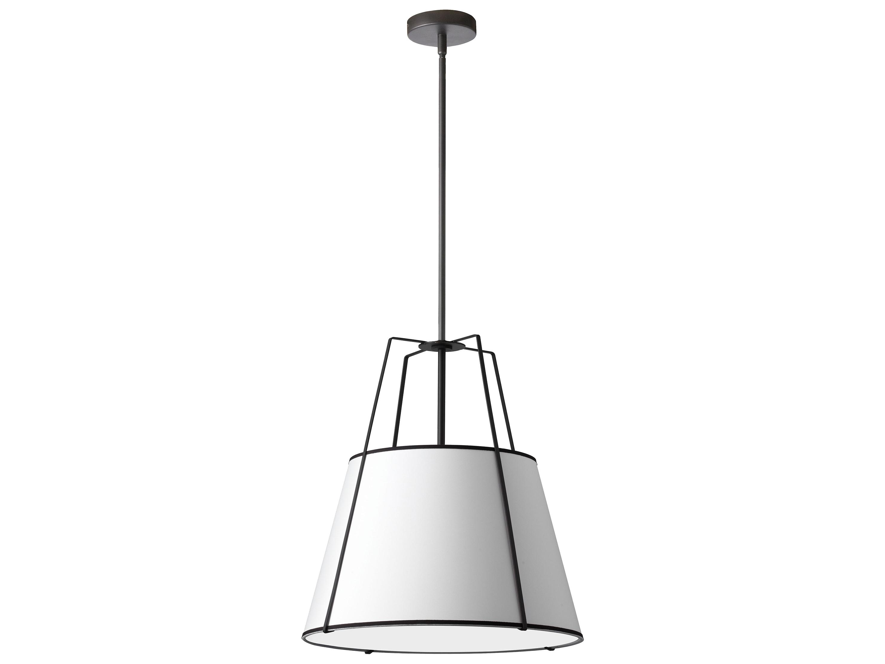 Dainolite Trapezoid 3-Light Black White Drum Pendant