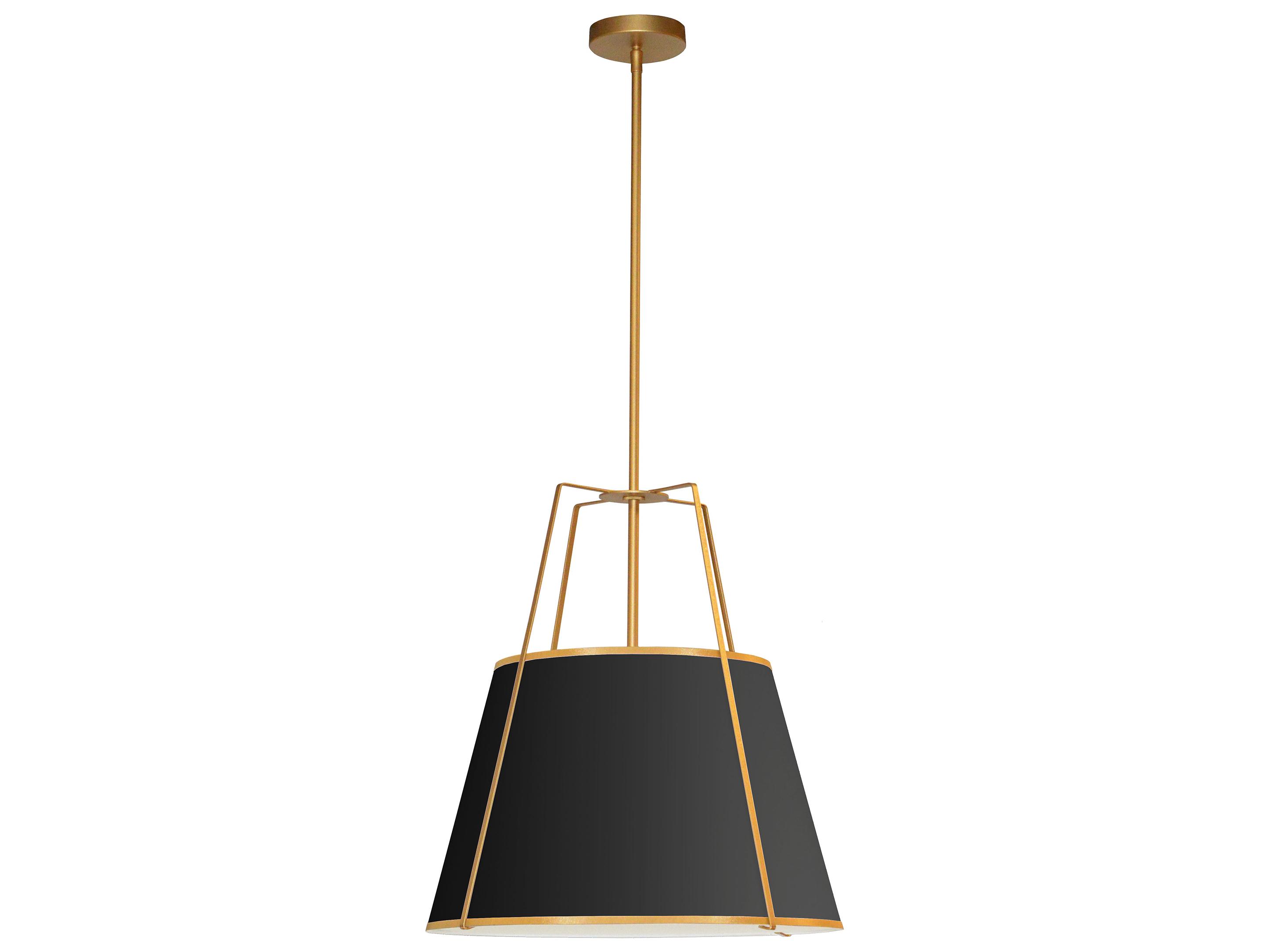 Dainolite Trapezoid 3-Light Gold Black Drum Pendant