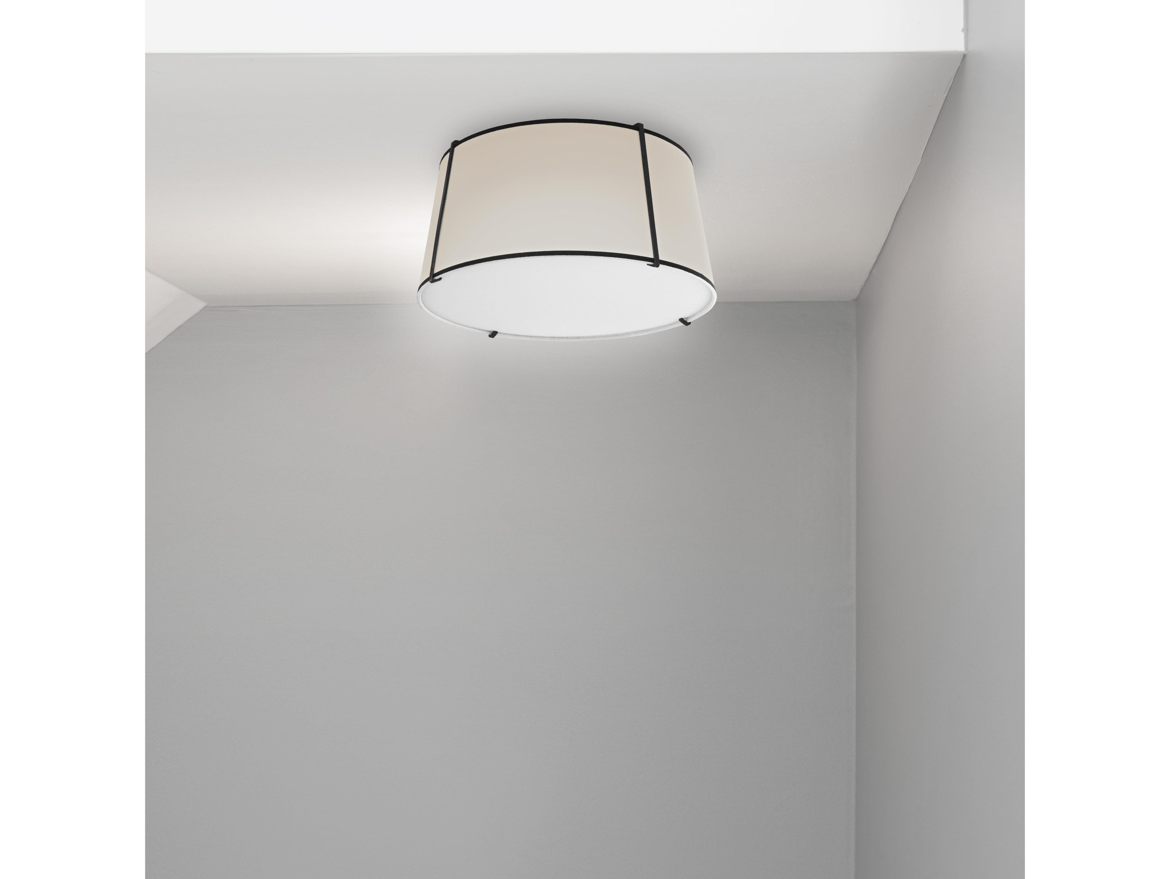 Dainolite Trapezoid 3-Light Black Off White Drum Flush Mount