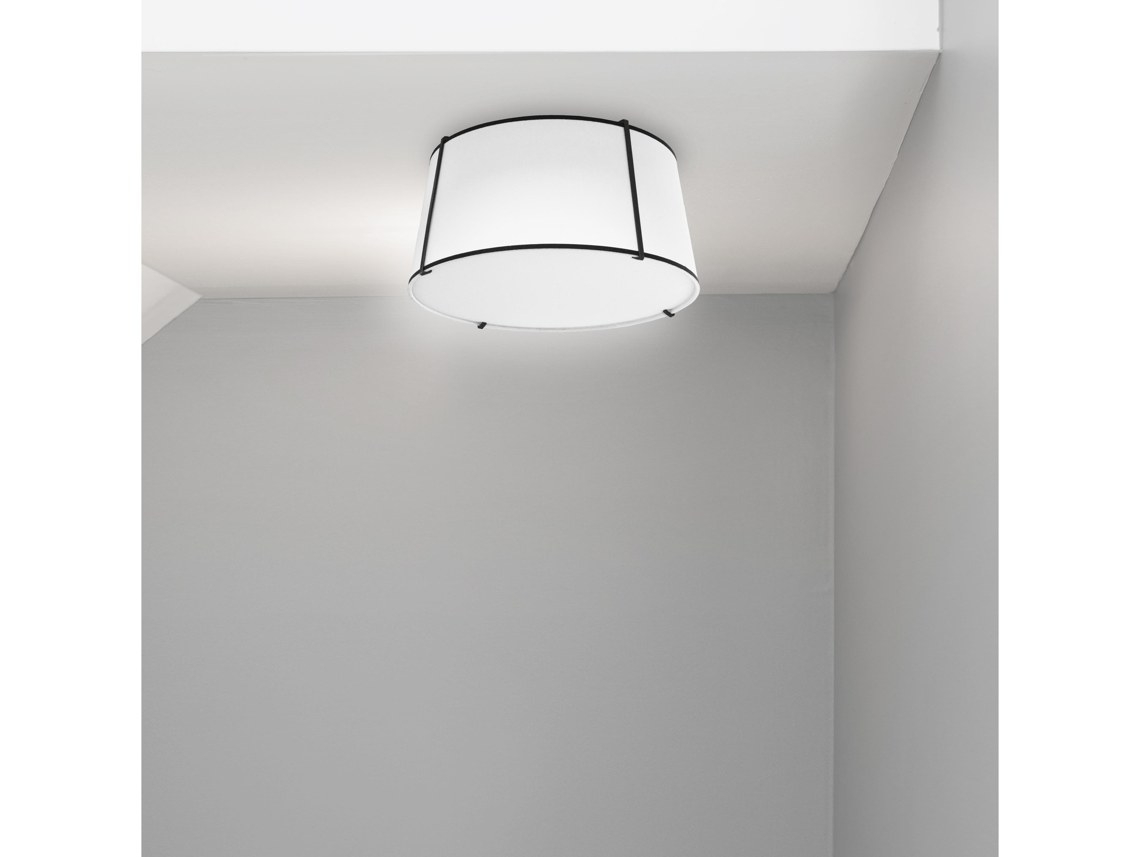 Dainolite Trapezoid 3-Light Black White Drum Flush Mount