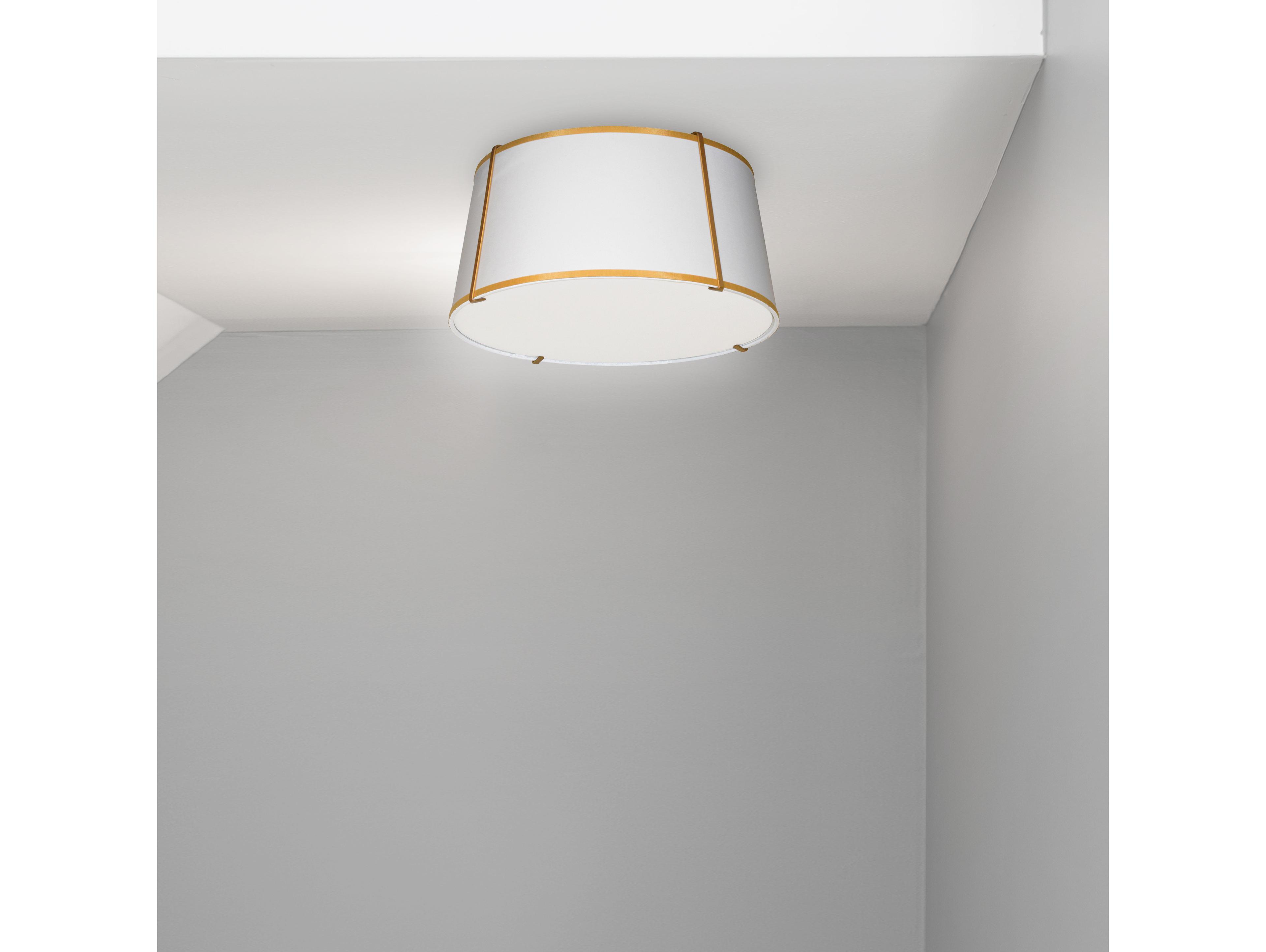 Dainolite Trapezoid 3-Light Gold White Drum Flush Mount