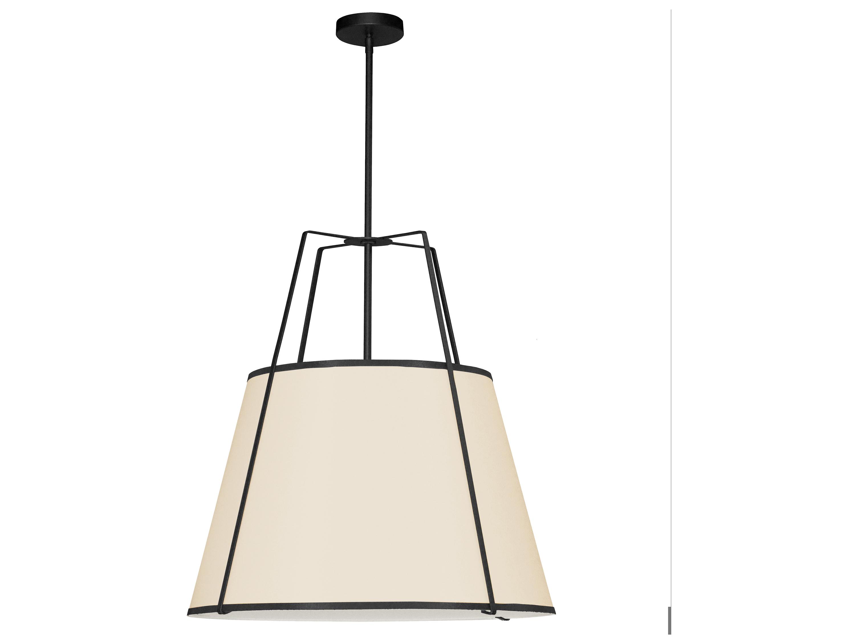 Dainolite Trapezoid 3-Light Black Off White Drum Pendant