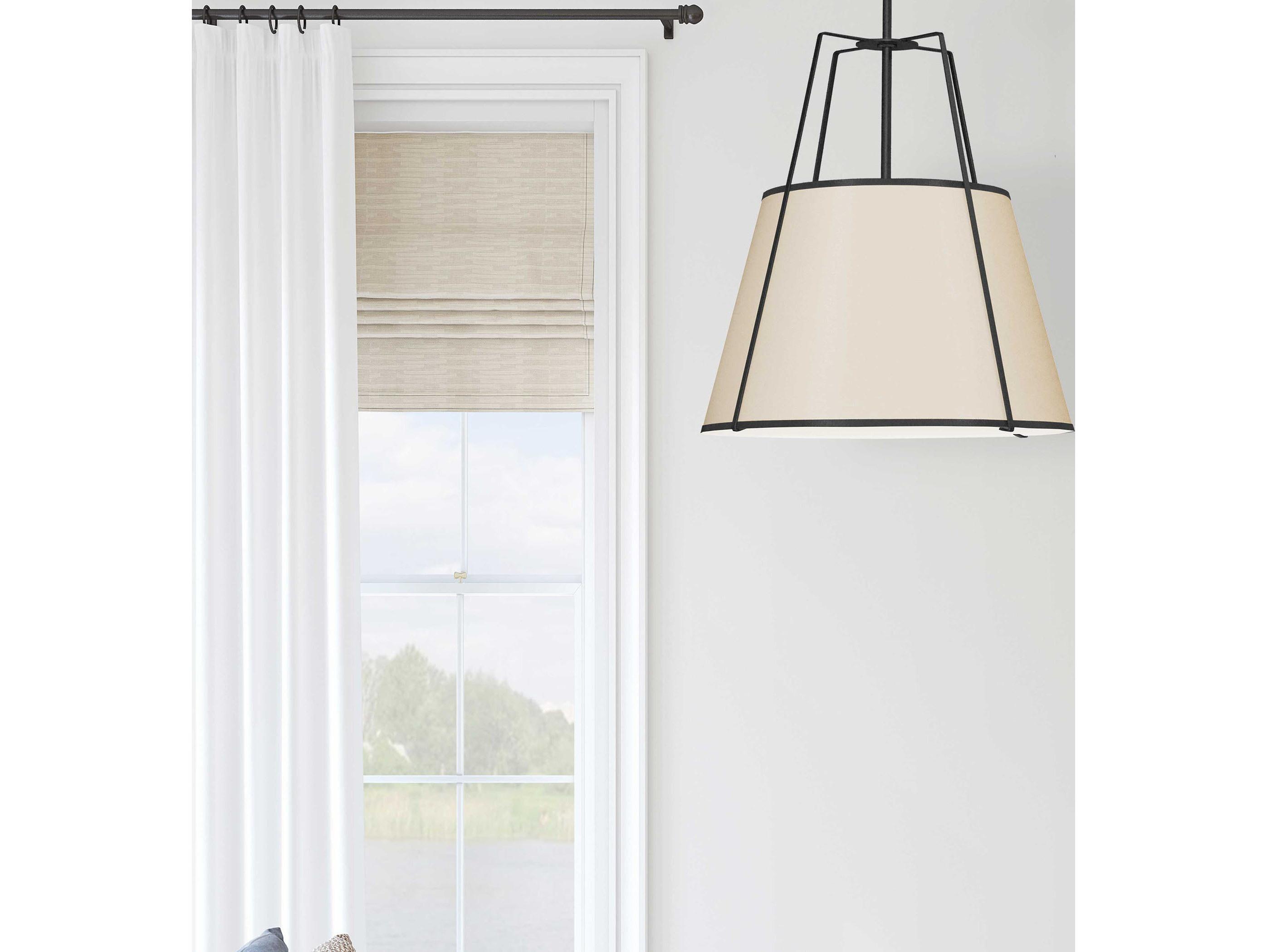 Dainolite Trapezoid 3-Light Black Off White Drum Pendant