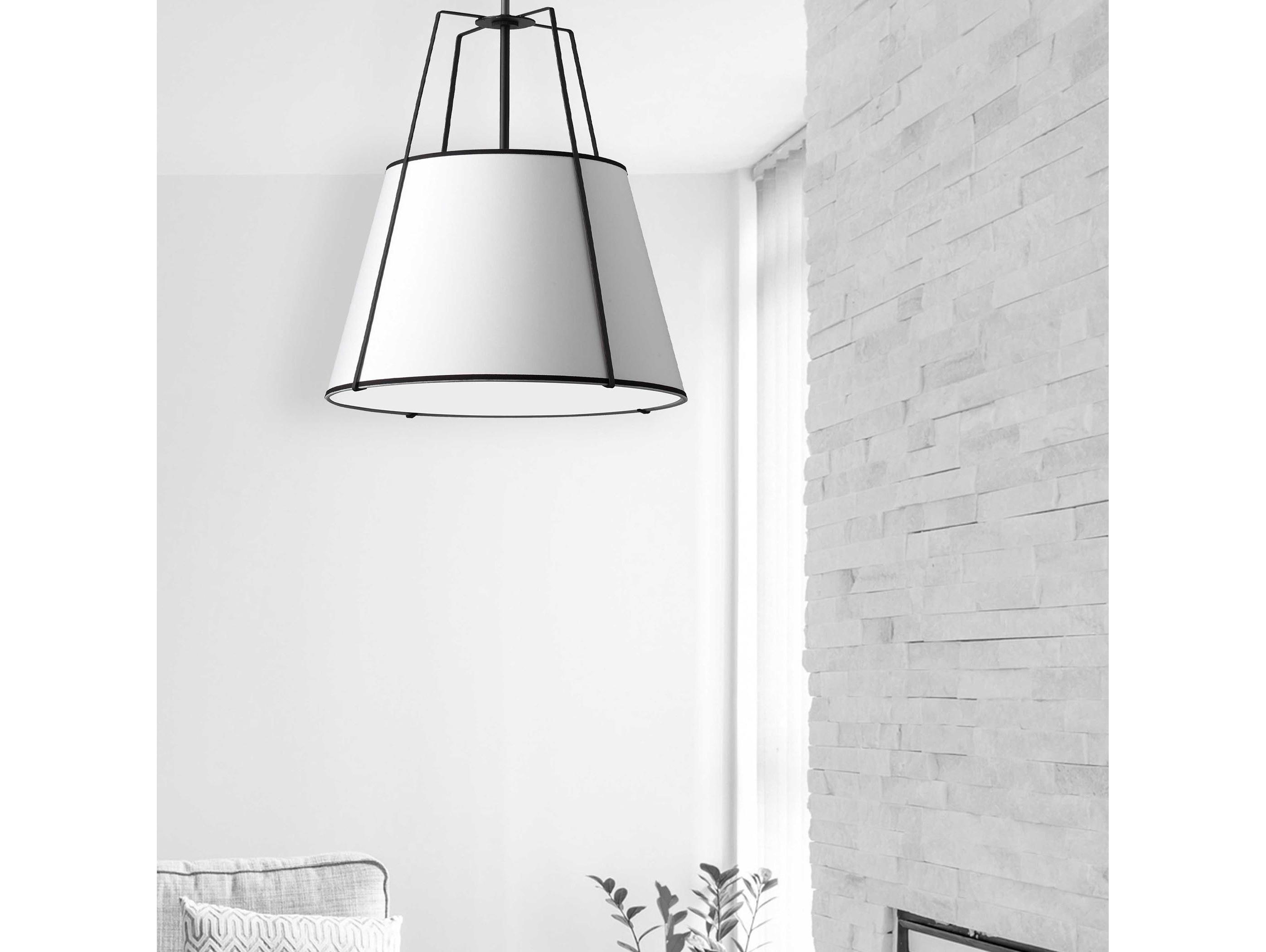 Dainolite Trapezoid 3-Light Black White Drum Pendant