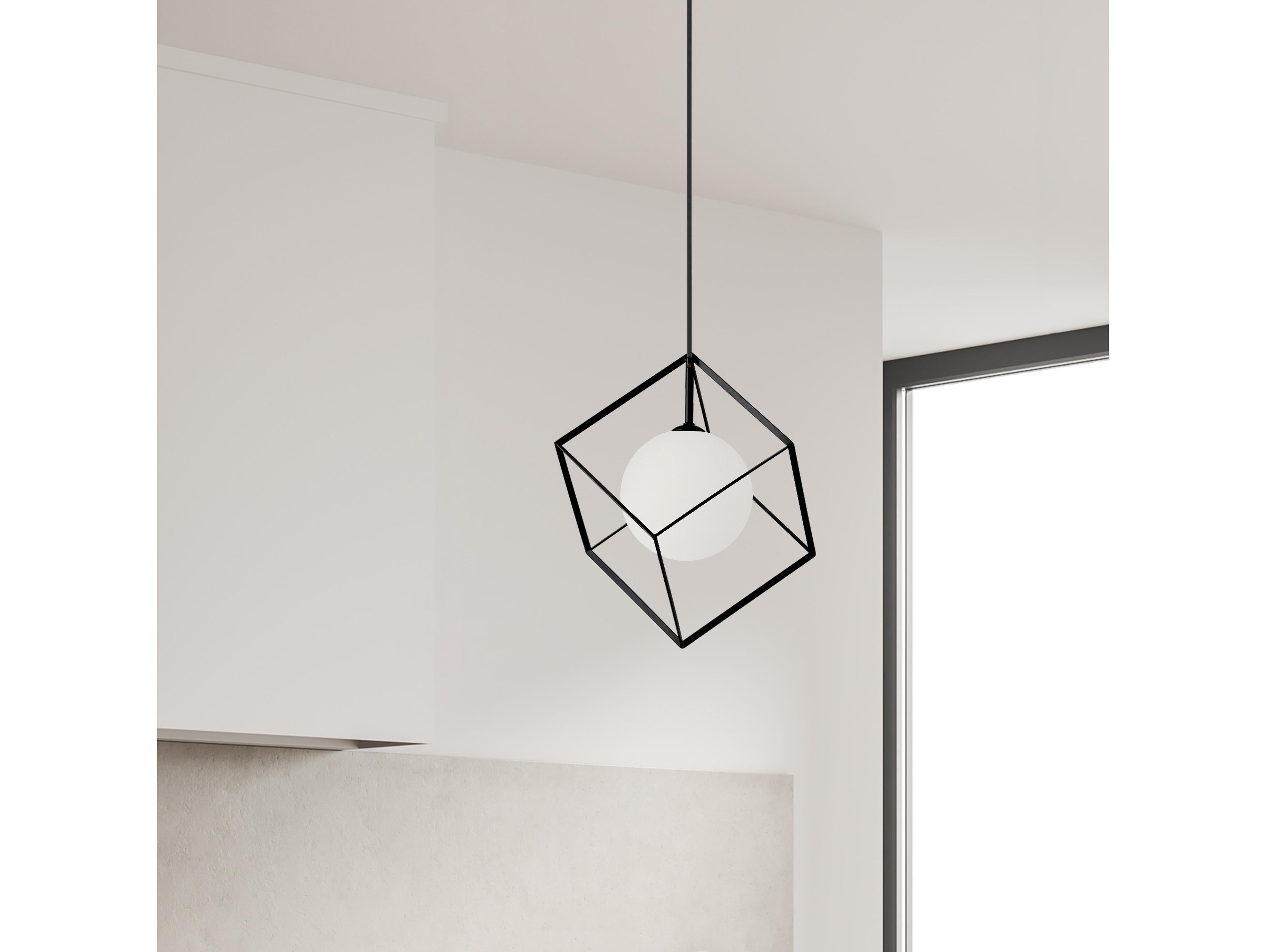 Dainolite Thomson 1-Light Matte Black Geometric Mini Pendant