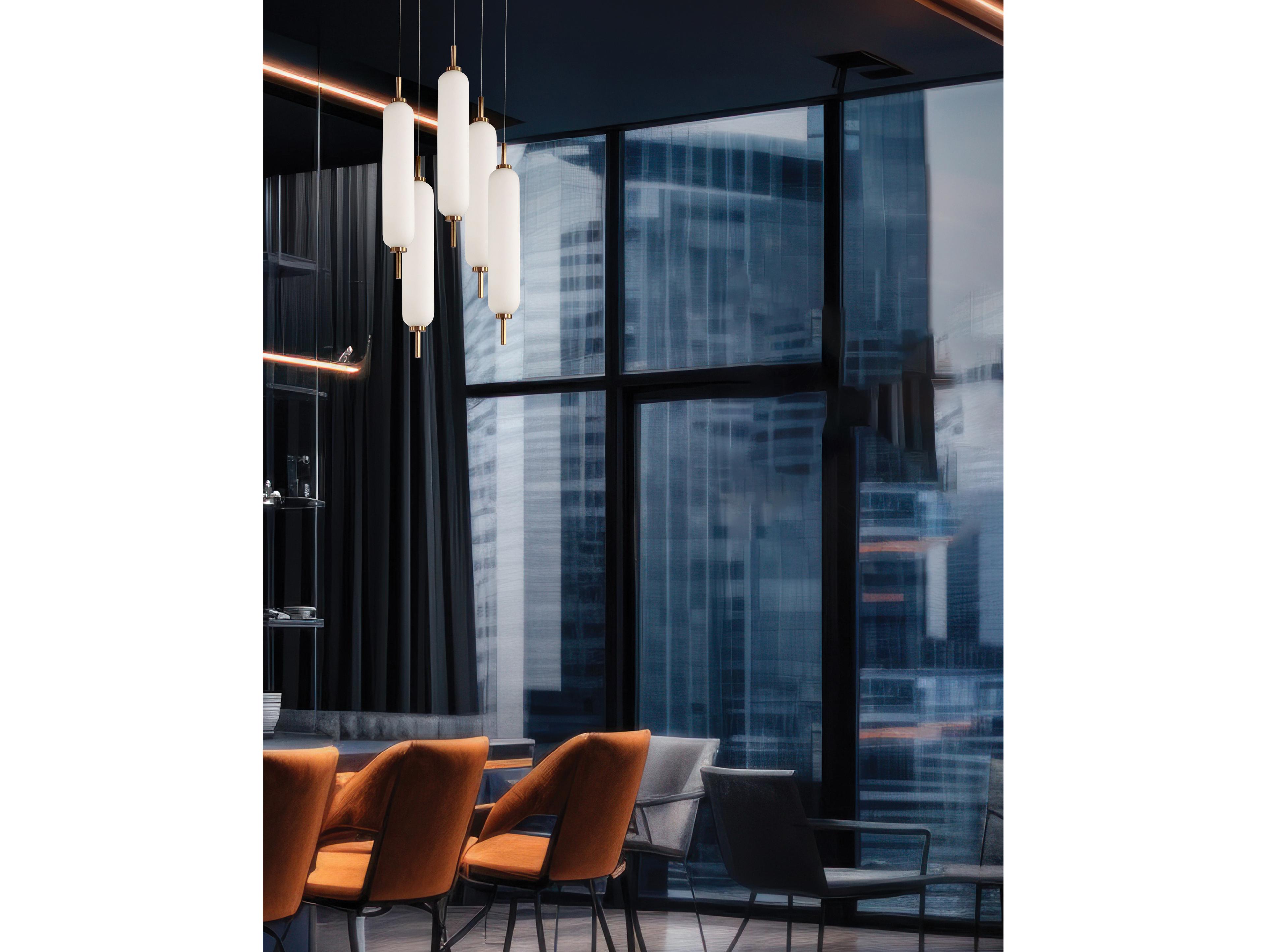 Dainolite Typha 5-Light Aged Brass Cylinder Mini Pendant