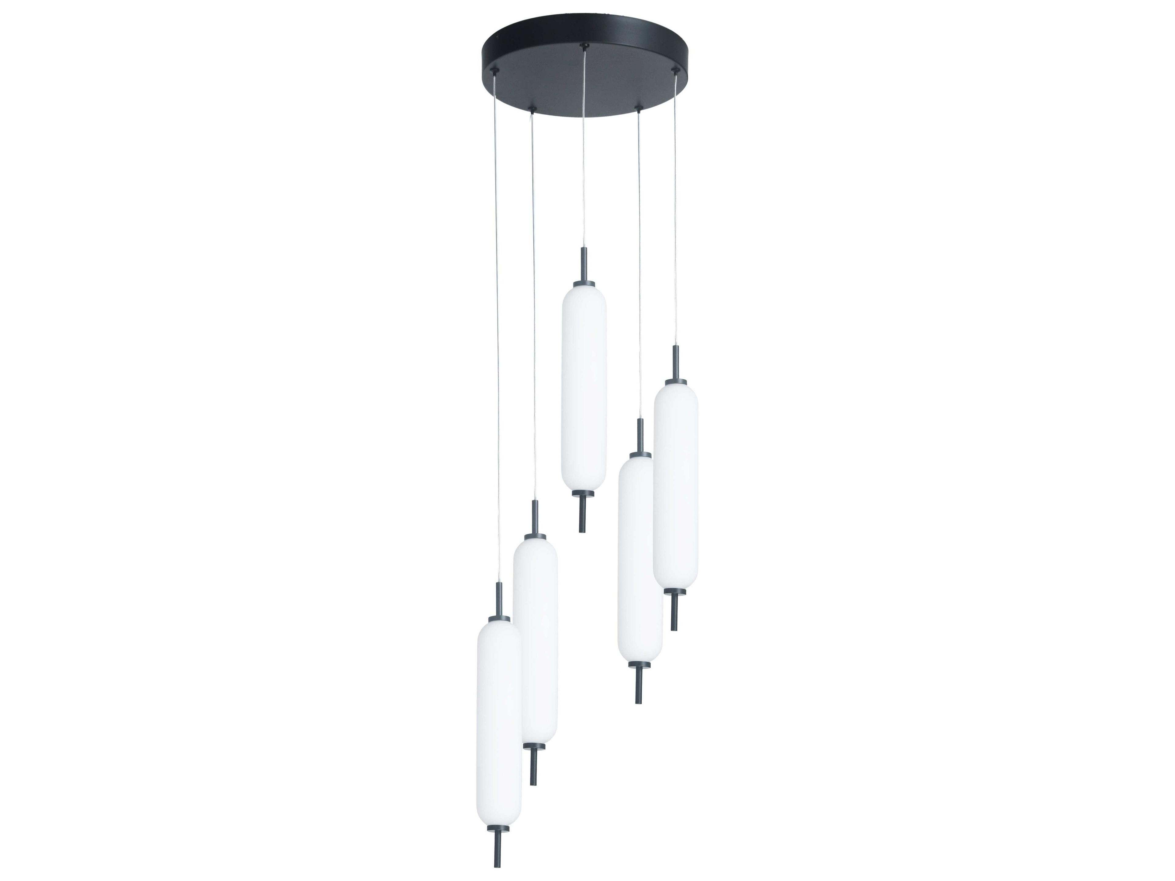 Dainolite Typha 5-Light Matte Black Cylinder Mini Pendant