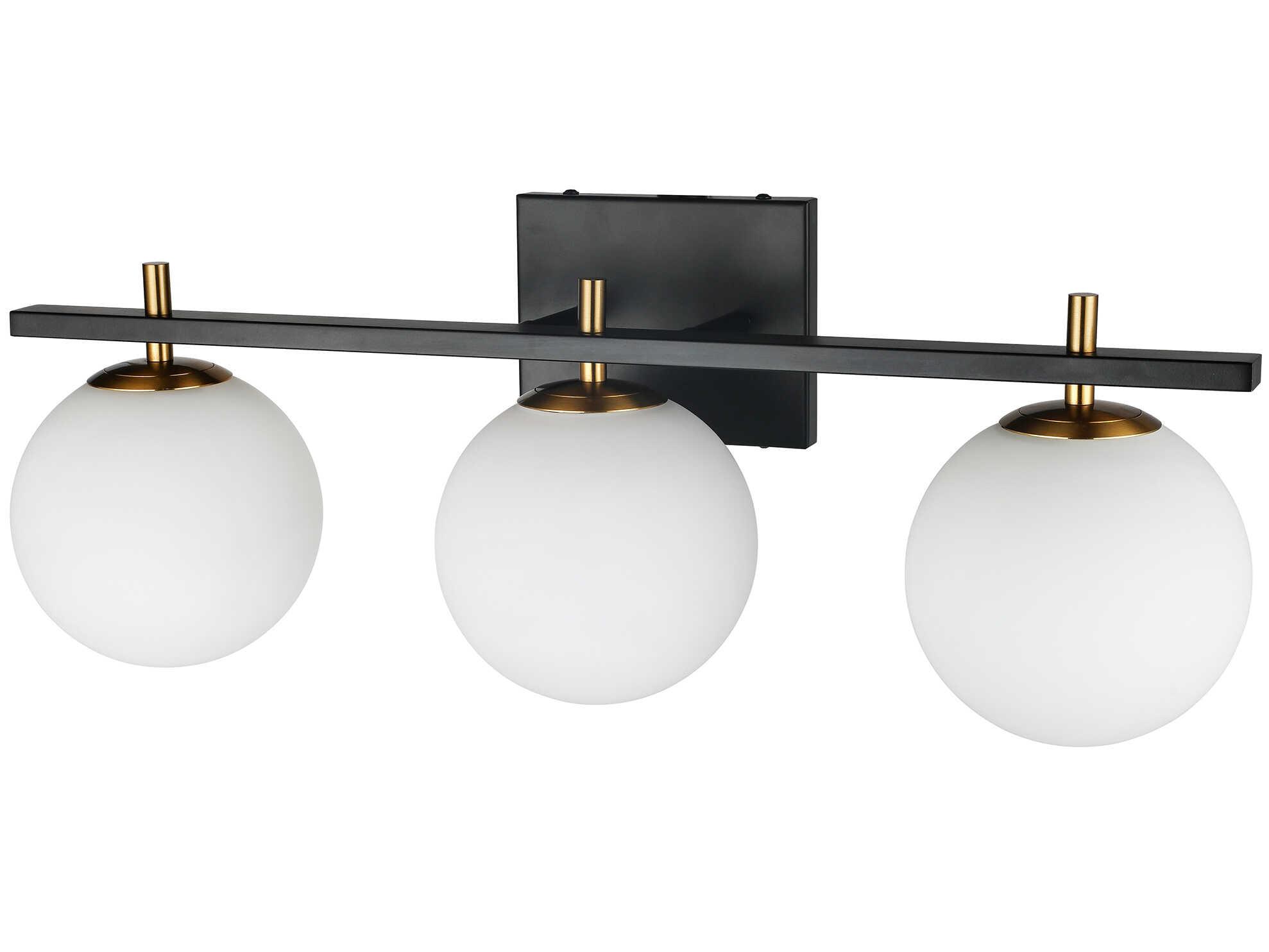 Dainolite Vivaldi 3-Light Matte Black Aged Brass Vanity Light