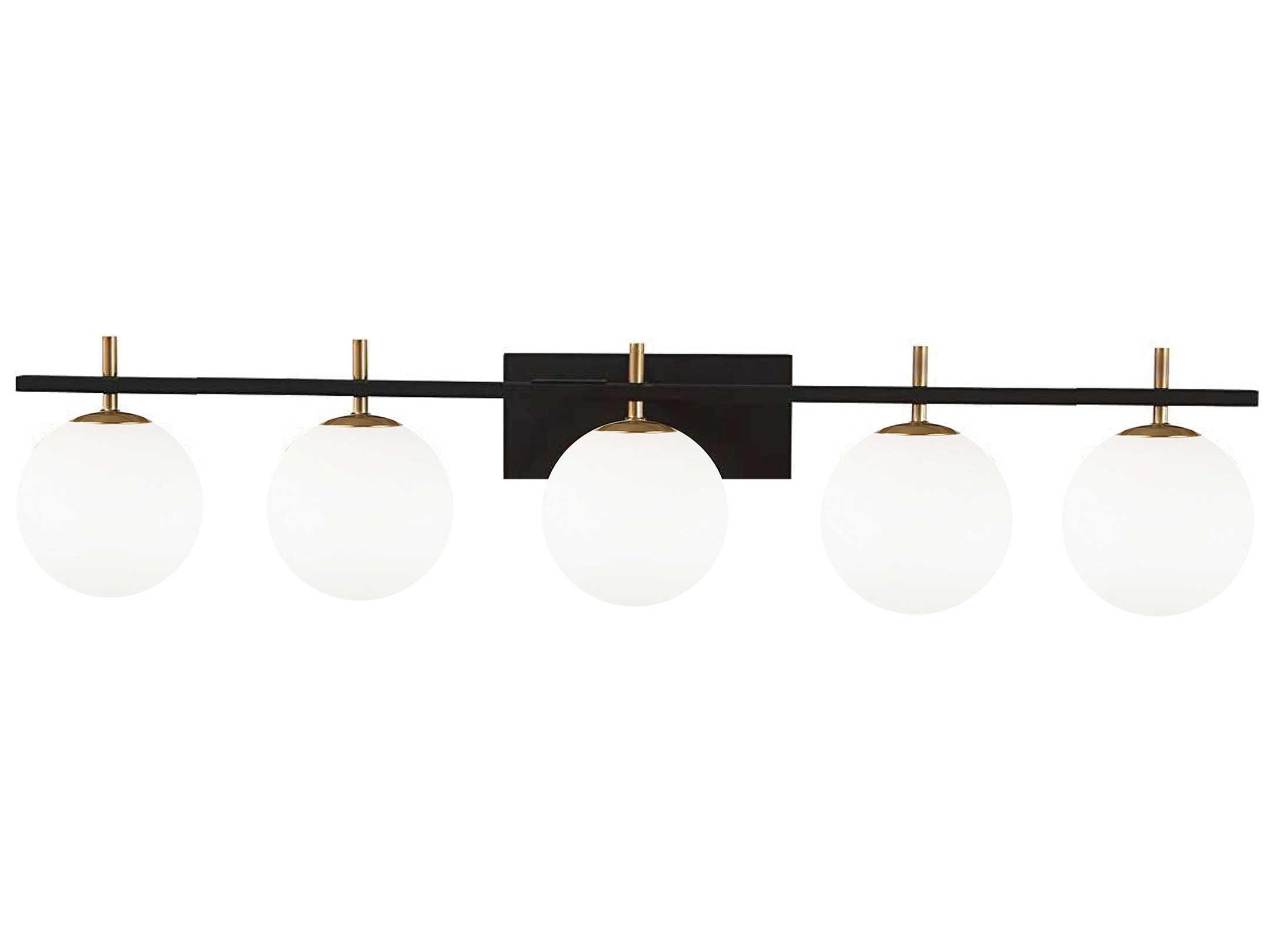 Dainolite Vivaldi 5-Light Matte Black Aged Brass Vanity Light