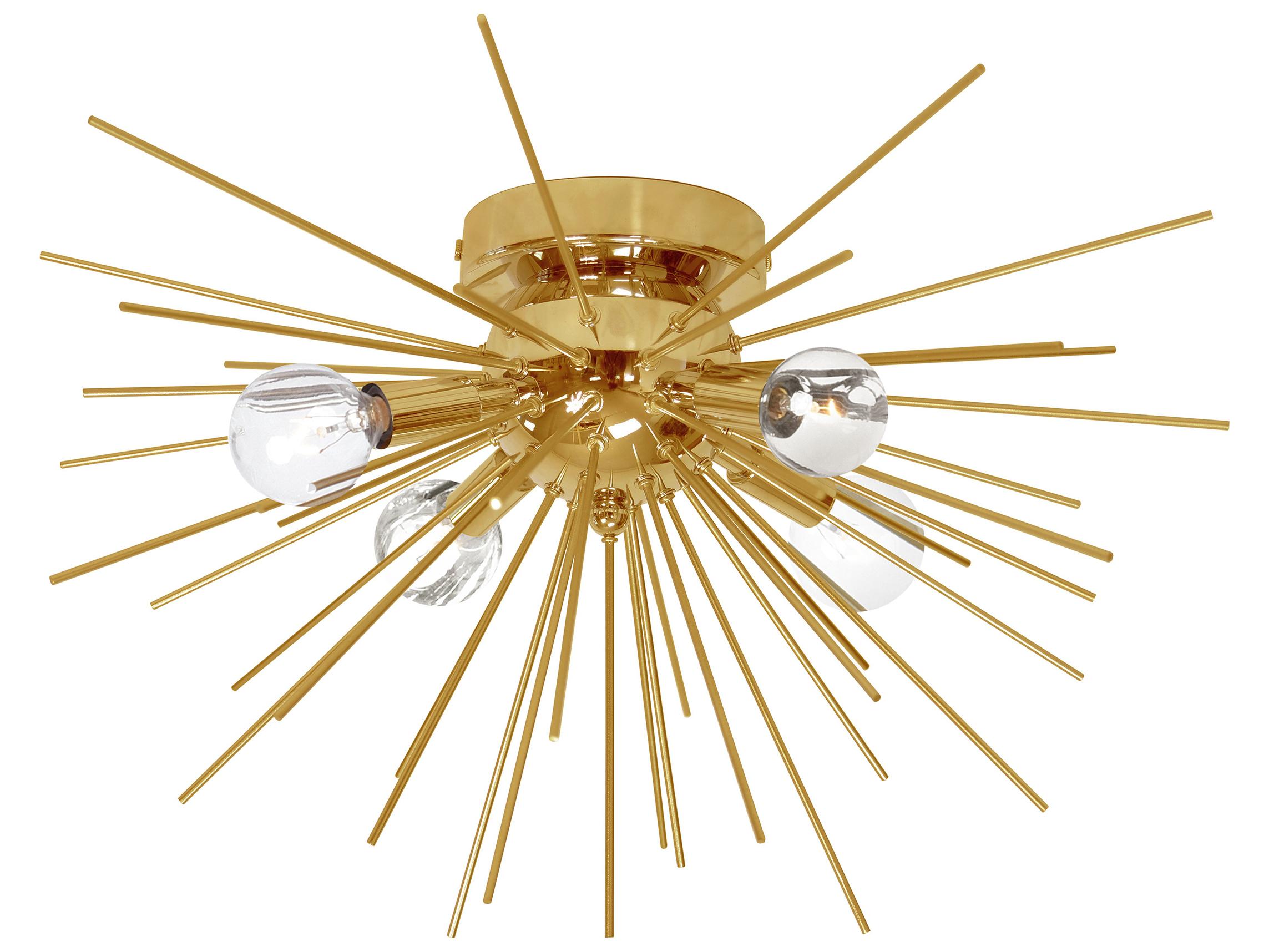 Dainolite Vega 4-Light Aged Brass Vintage Bronze Sputnik Flush Mount