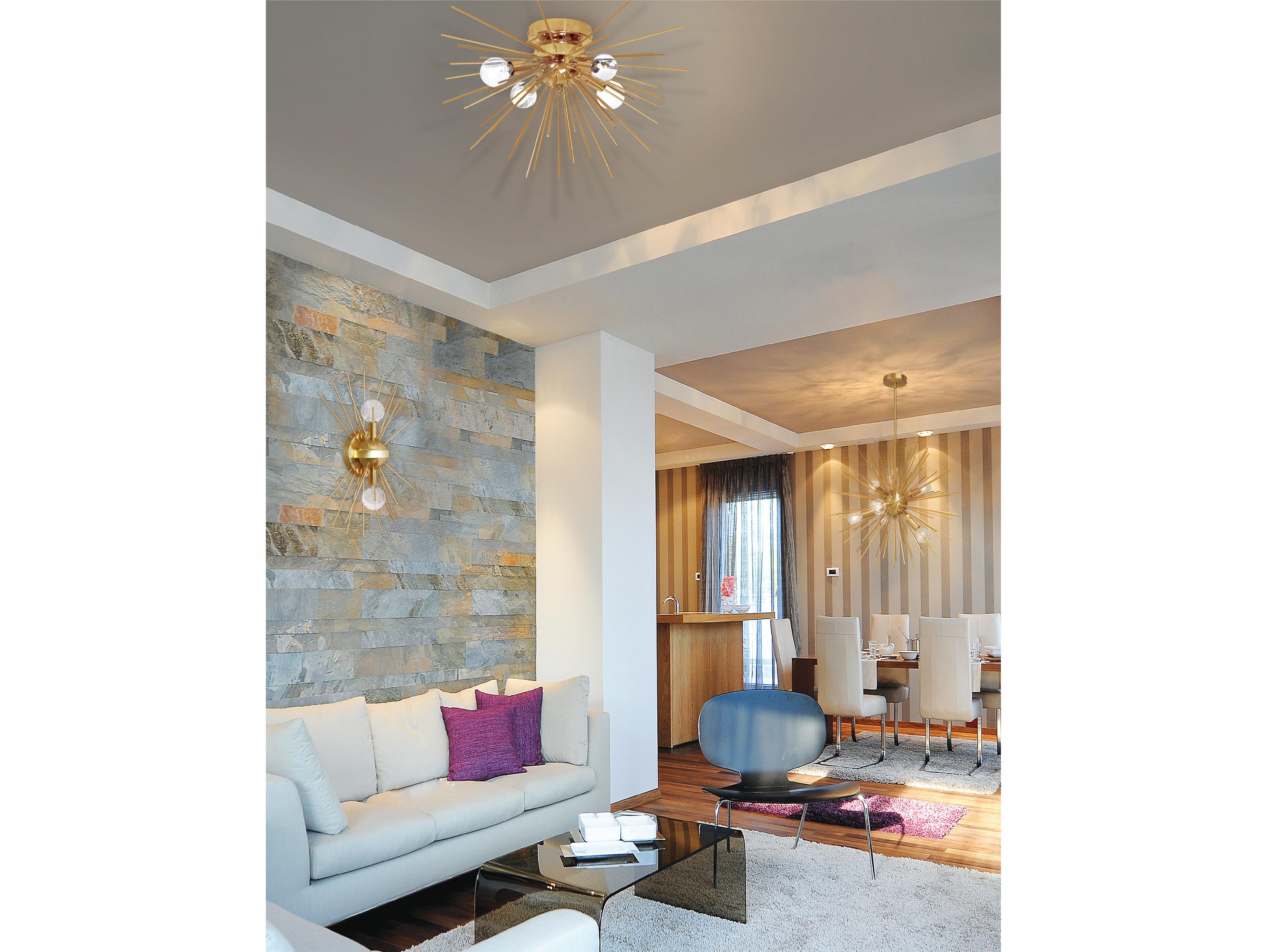 Dainolite Vega 4-Light Aged Brass Vintage Bronze Sputnik Flush Mount