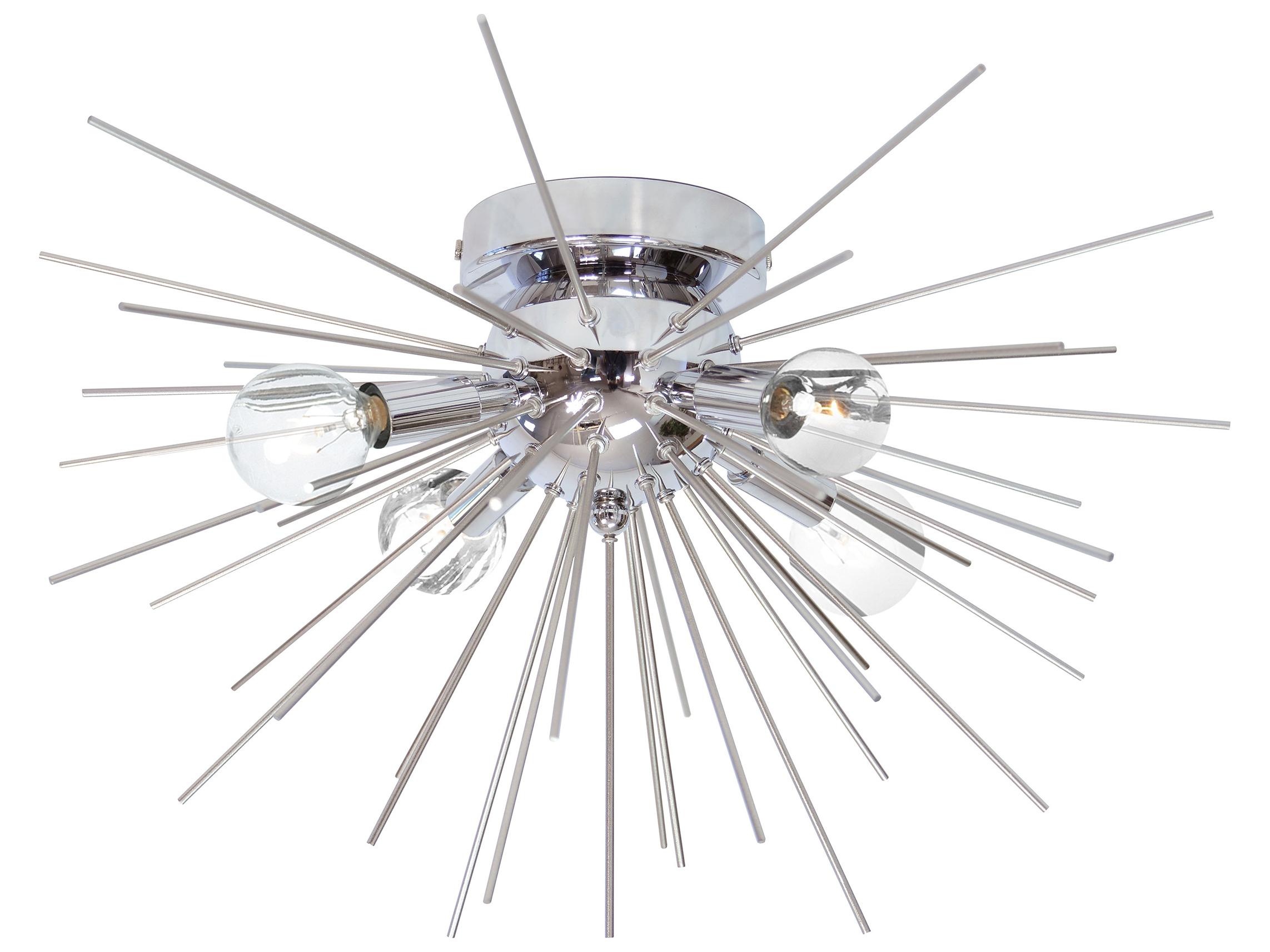 Dainolite Vega 4-Light Silver Polished Chrome Sputnik Flush Mount