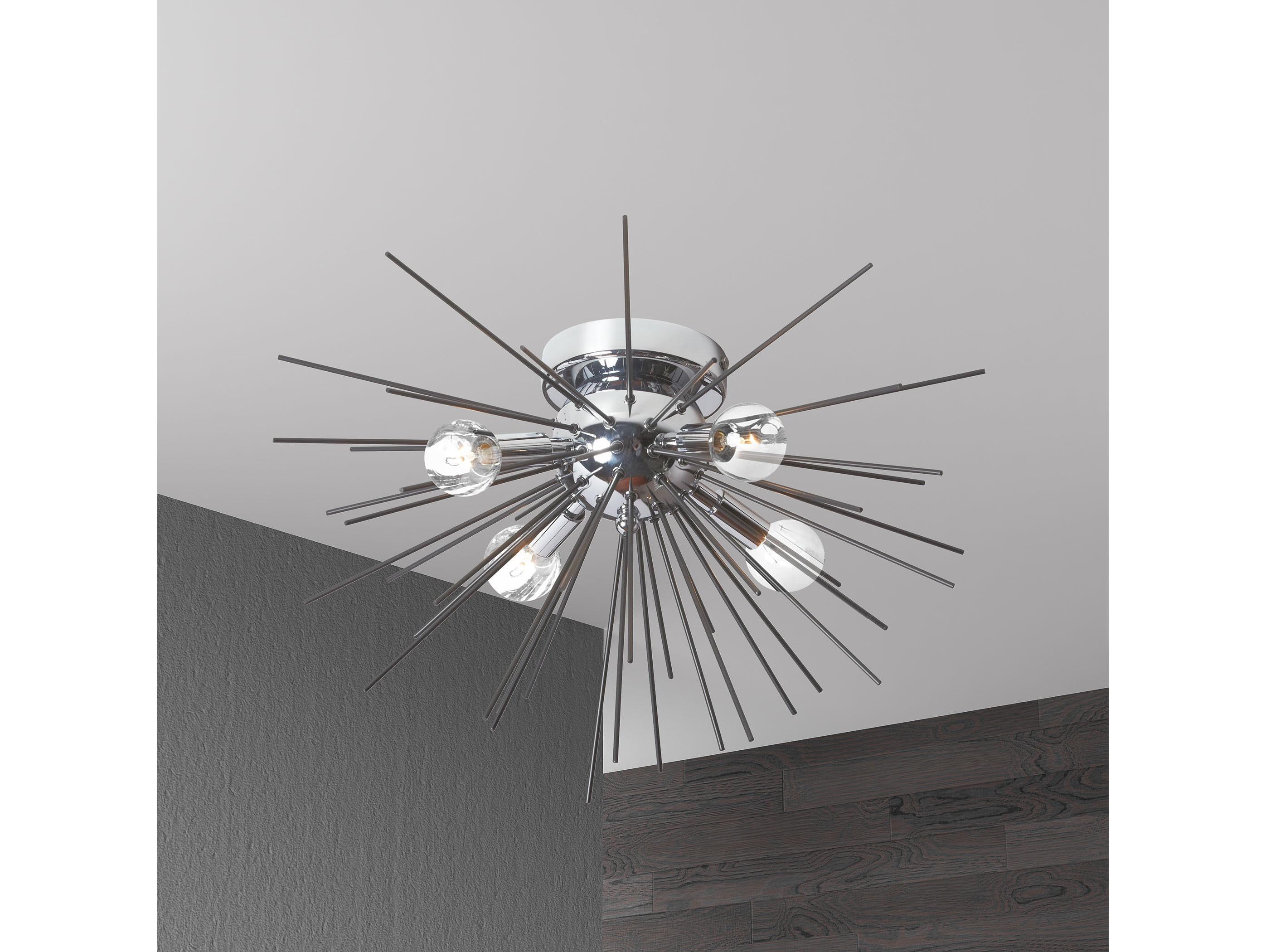 Dainolite Vega 4-Light Silver Polished Chrome Sputnik Flush Mount