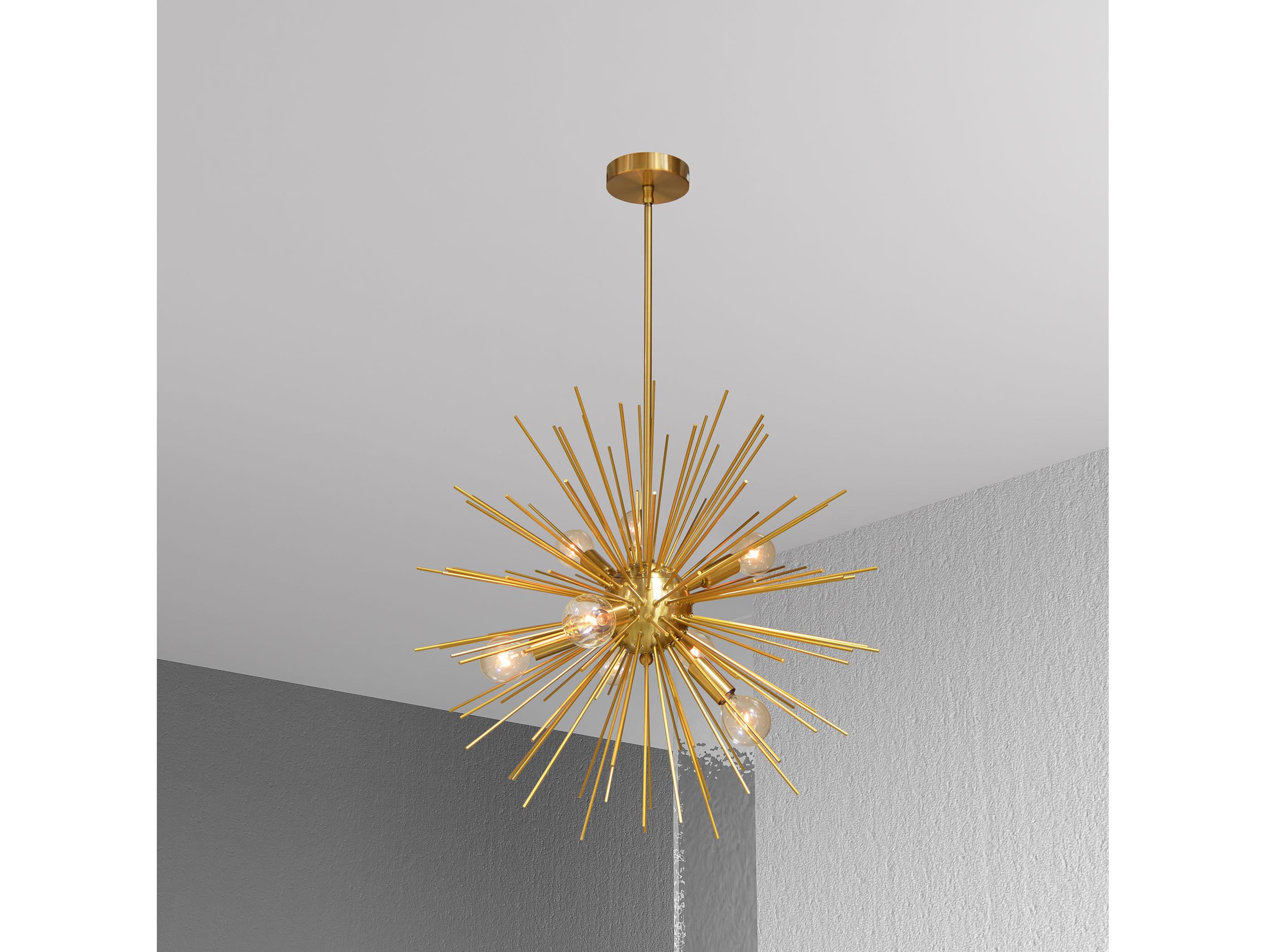 Dainolite Vega 8-Light Aged Brass Vintage Bronze Sputnik Pendant