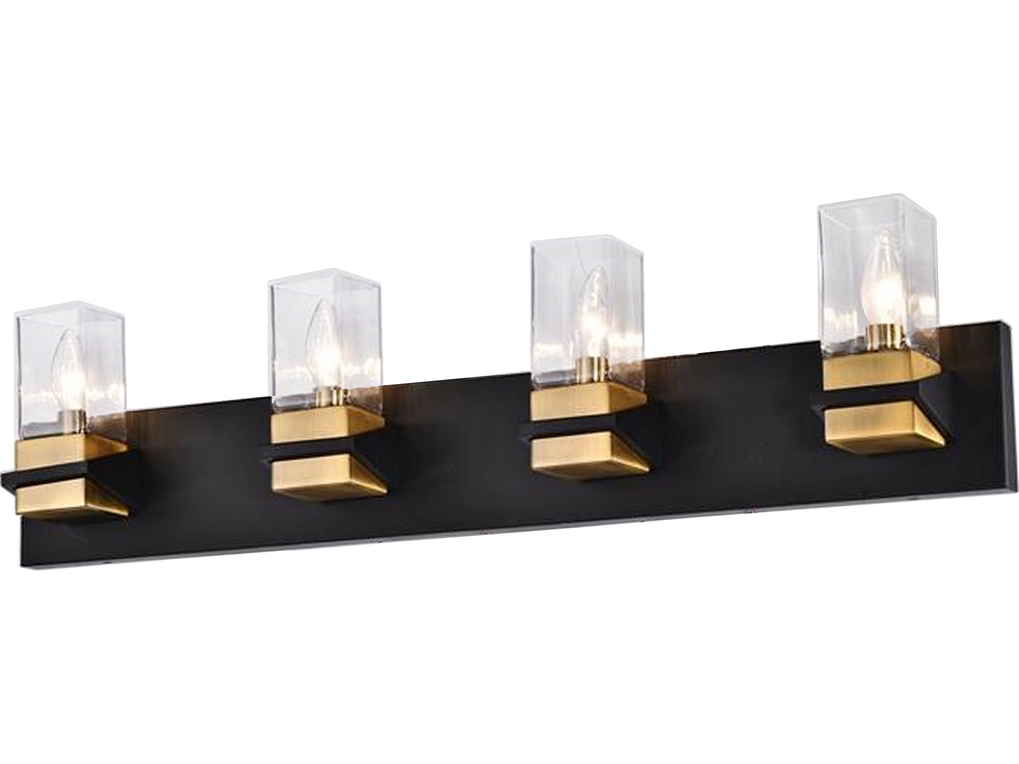 Dainolite Veronica 4-Light Matte Black Aged Brass Vanity Light
