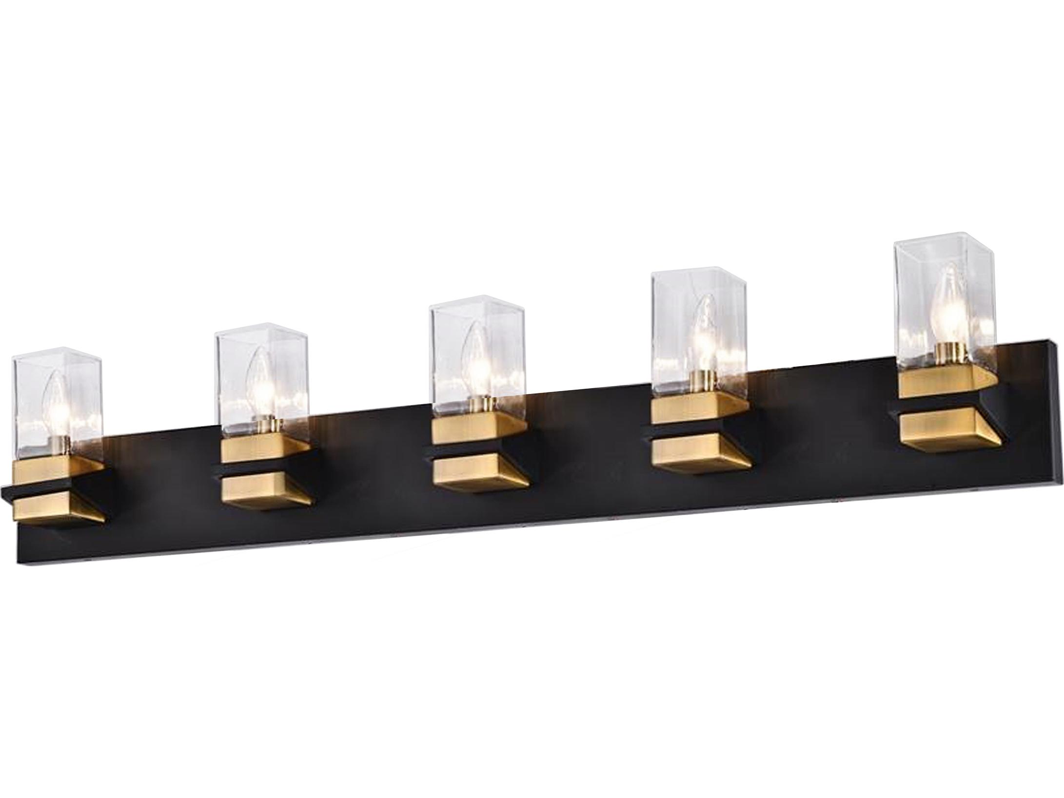 Dainolite Veronica 5-Light Matte Black Aged Brass Vanity Light