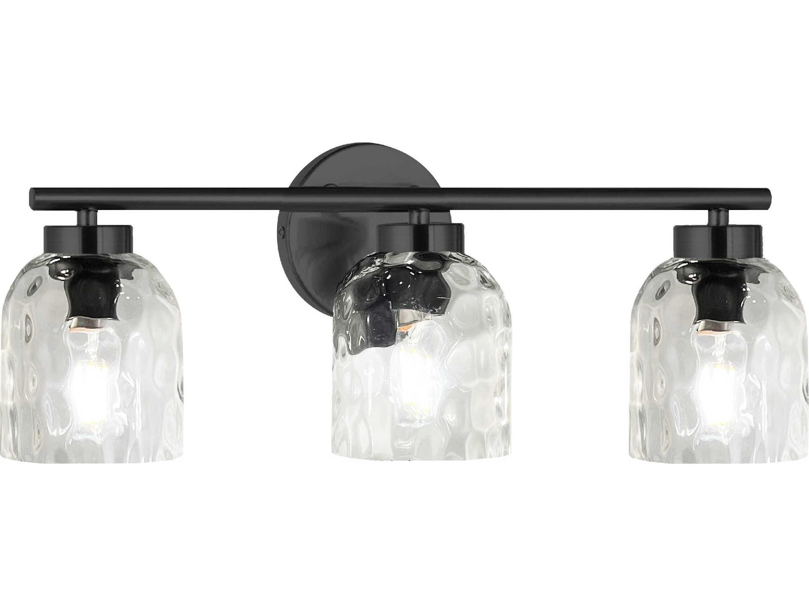 Dainolite Vallora 3-Light Matte Black Vanity Light