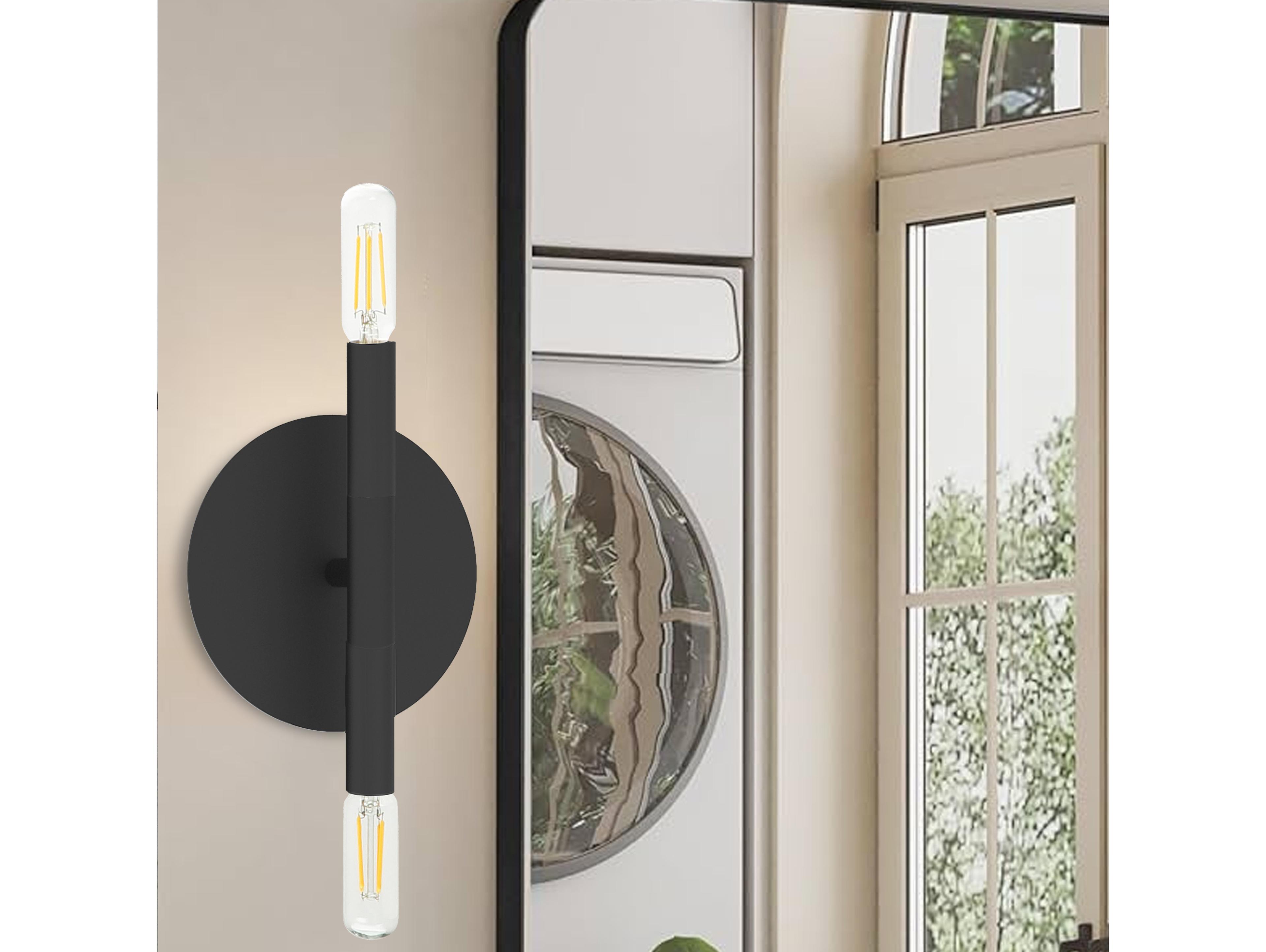 Dainolite Wand 2-Light Matte Black Wall Sconce