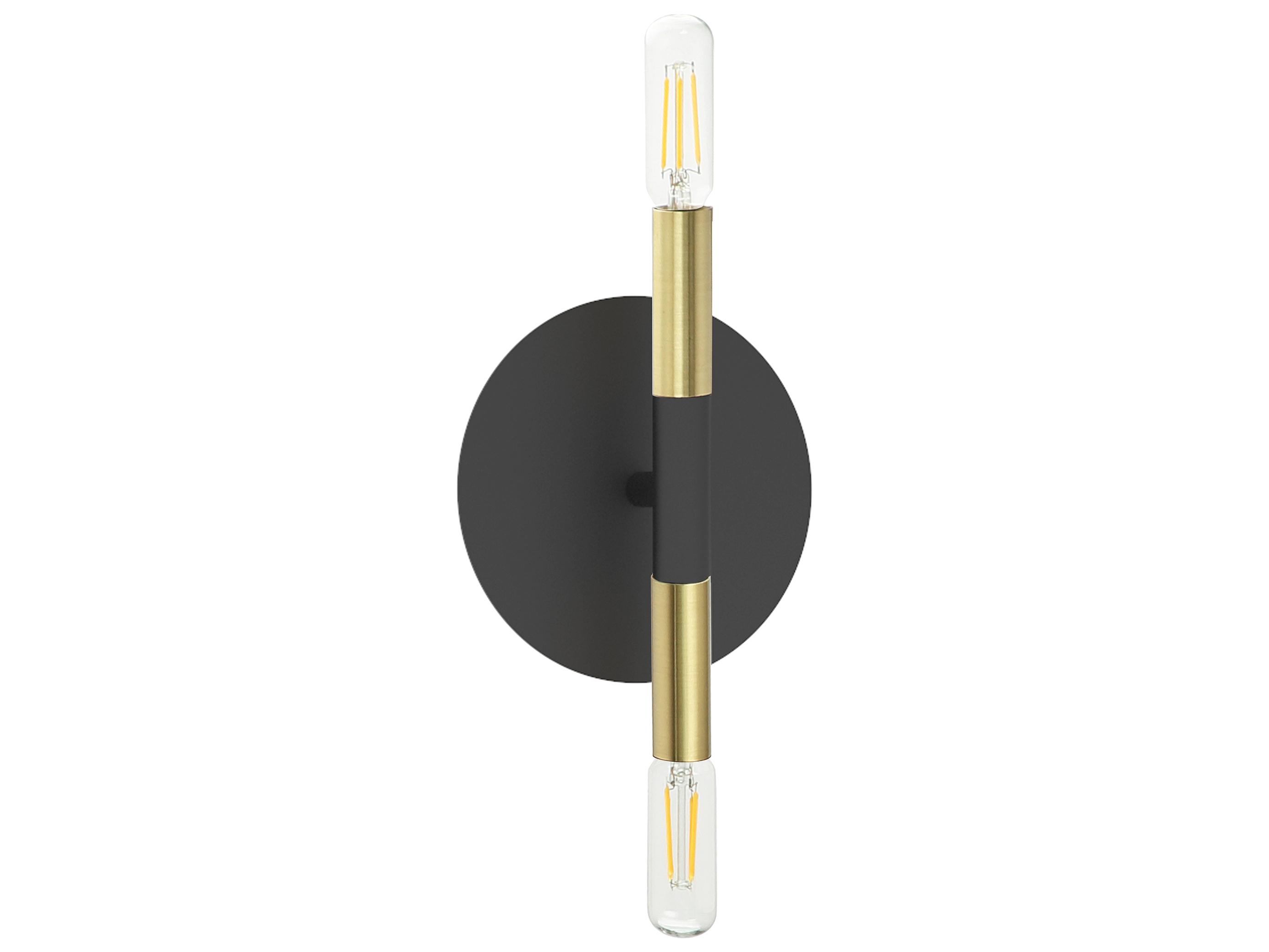 Dainolite Wand 2-Light Matte Black Aged Brass Wall Sconce
