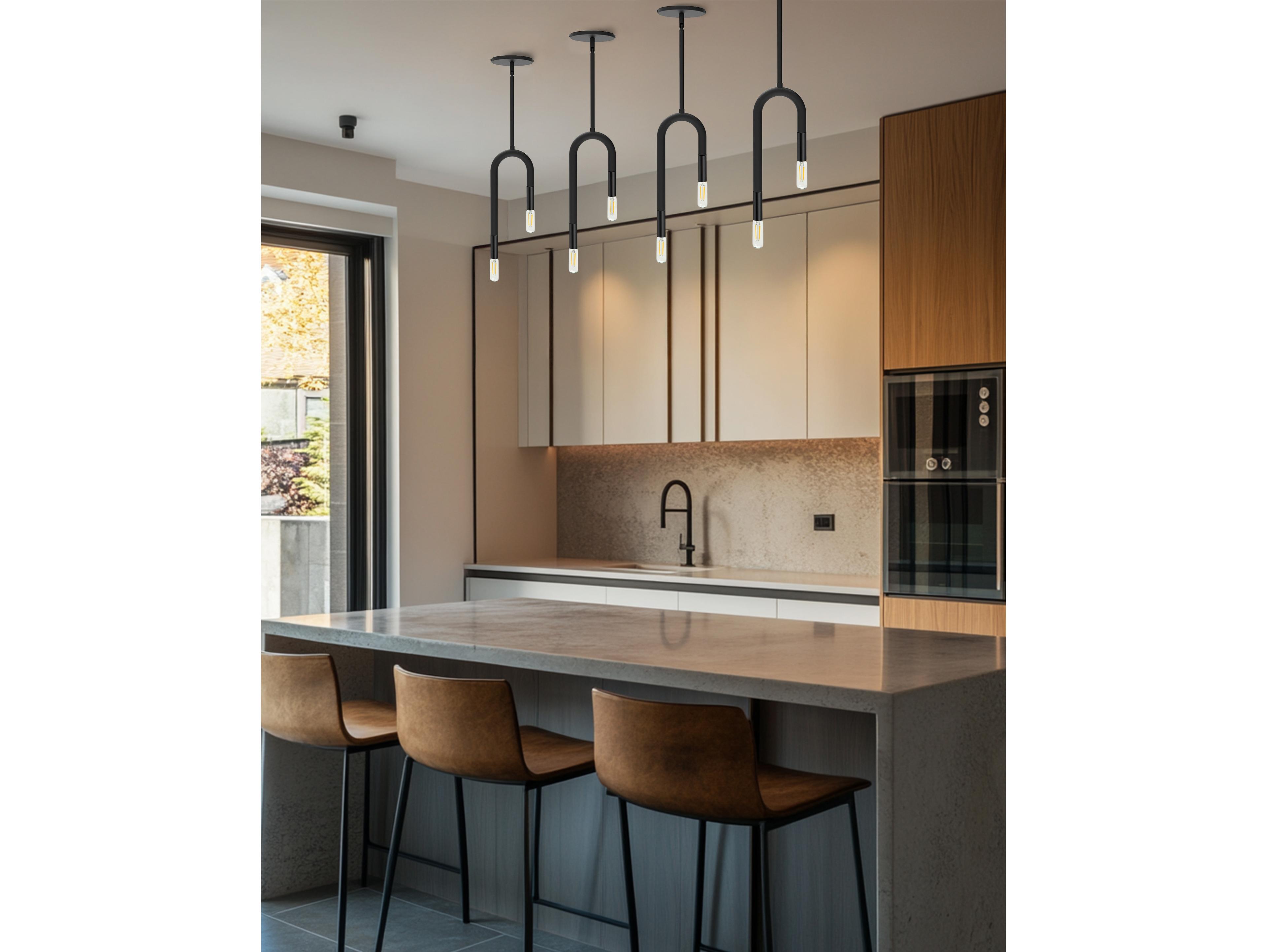 Dainolite Wand 2-Light Matte Black Linear Mini Pendant