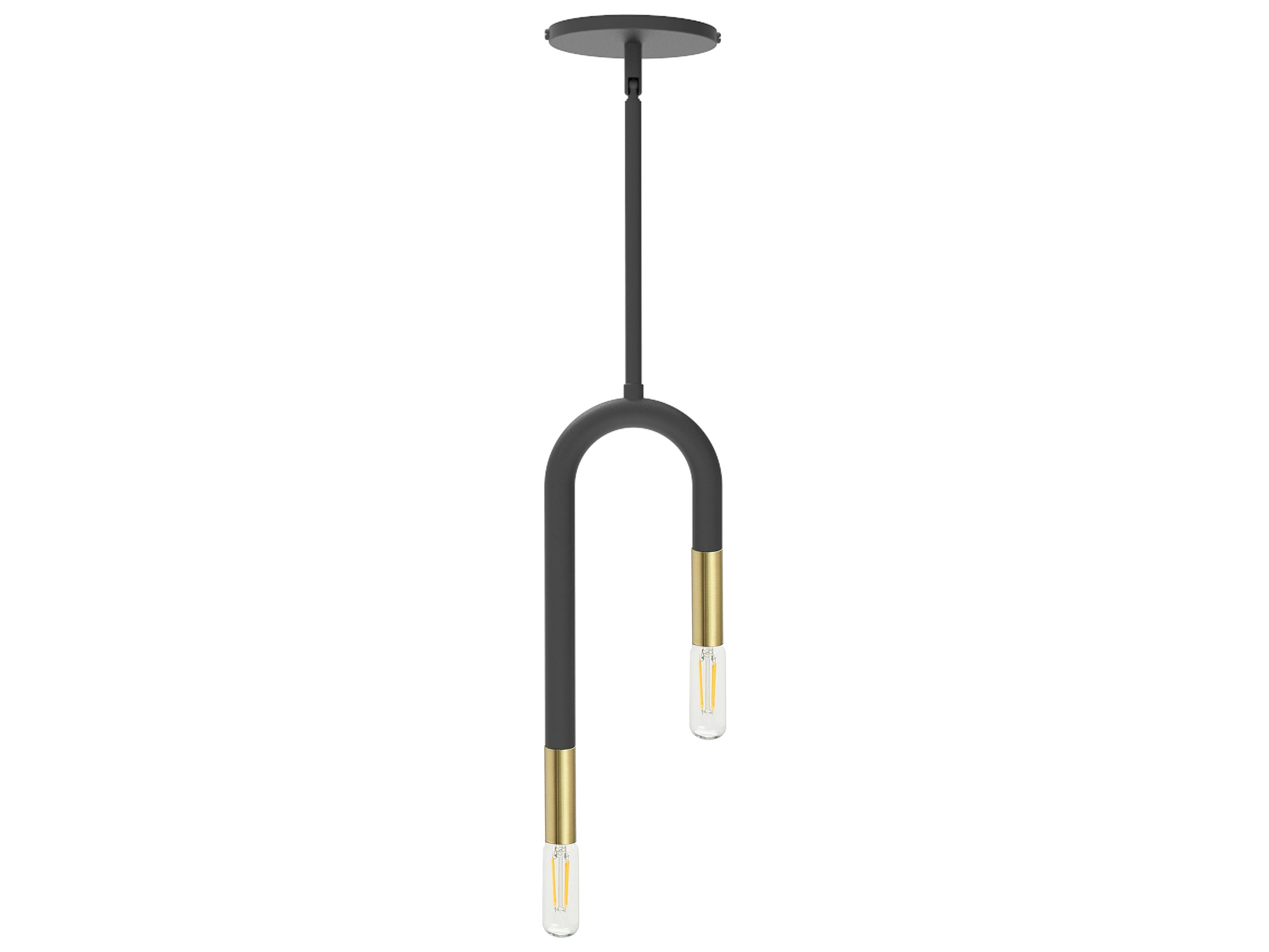 Dainolite Wand 2-Light Matte Black Aged Brass Linear Mini Pendant