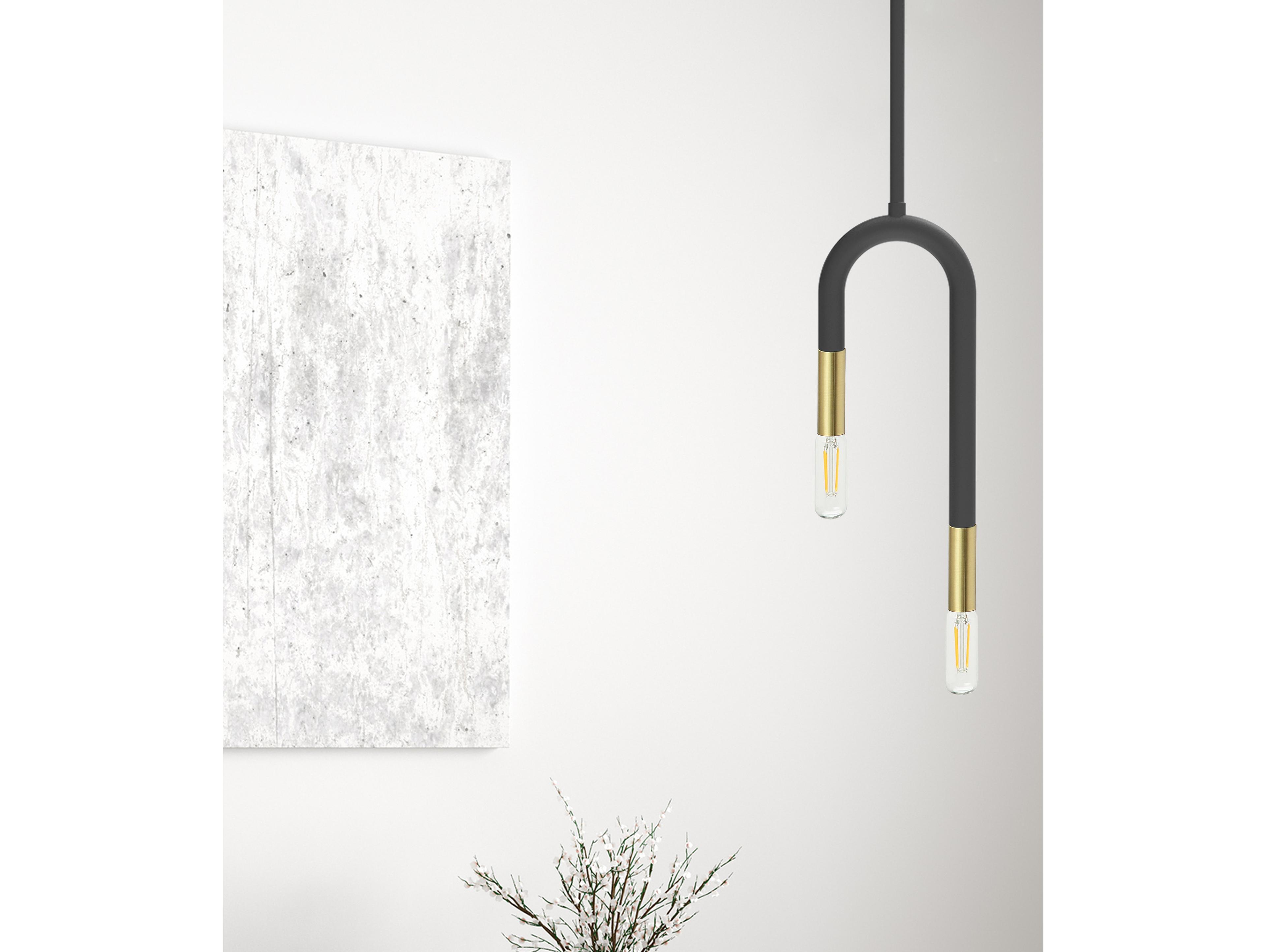 Dainolite Wand 2-Light Matte Black Aged Brass Linear Mini Pendant