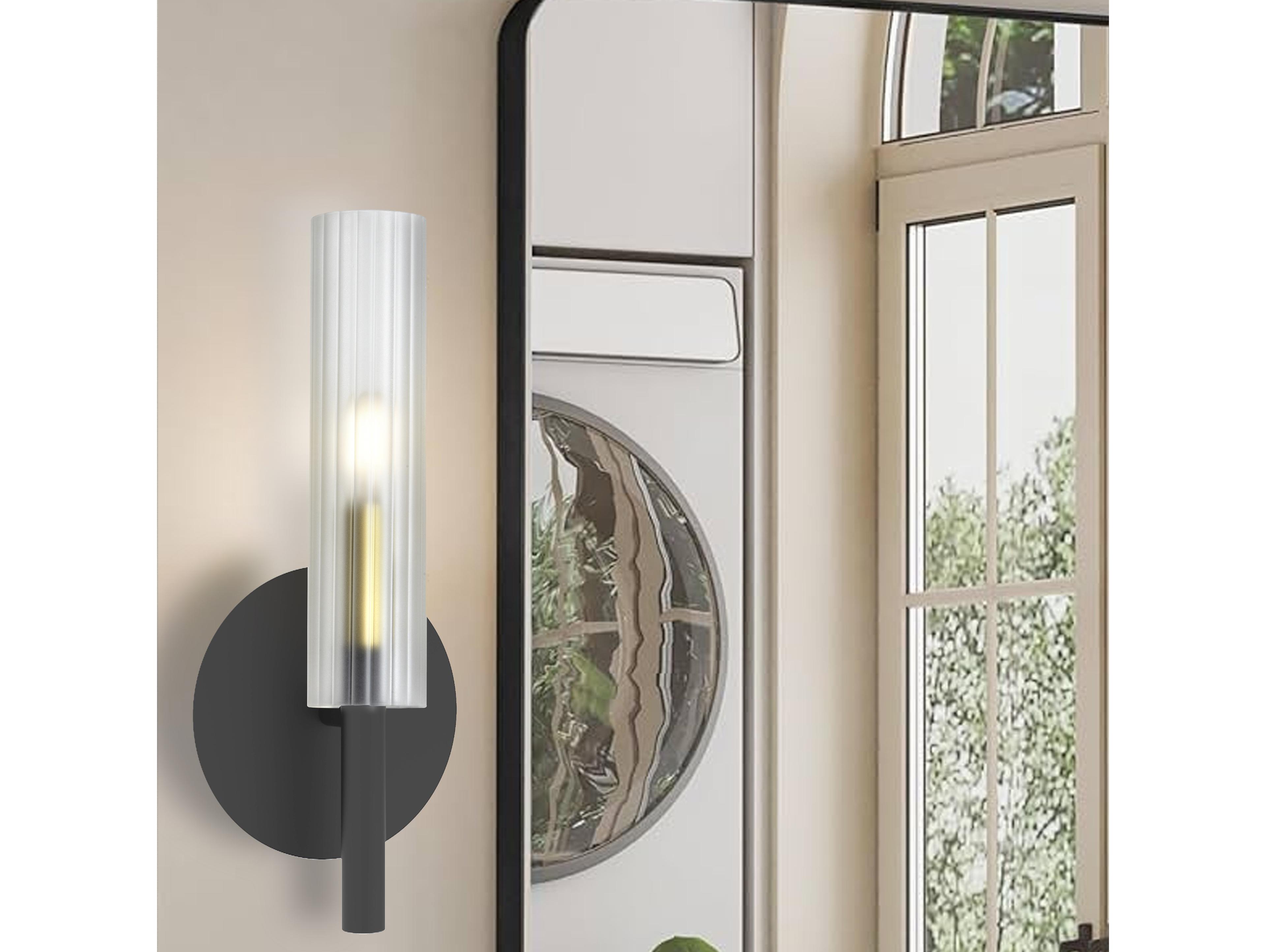 Dainolite Wand 1-Light Matte Black Aged Brass Wall Sconce