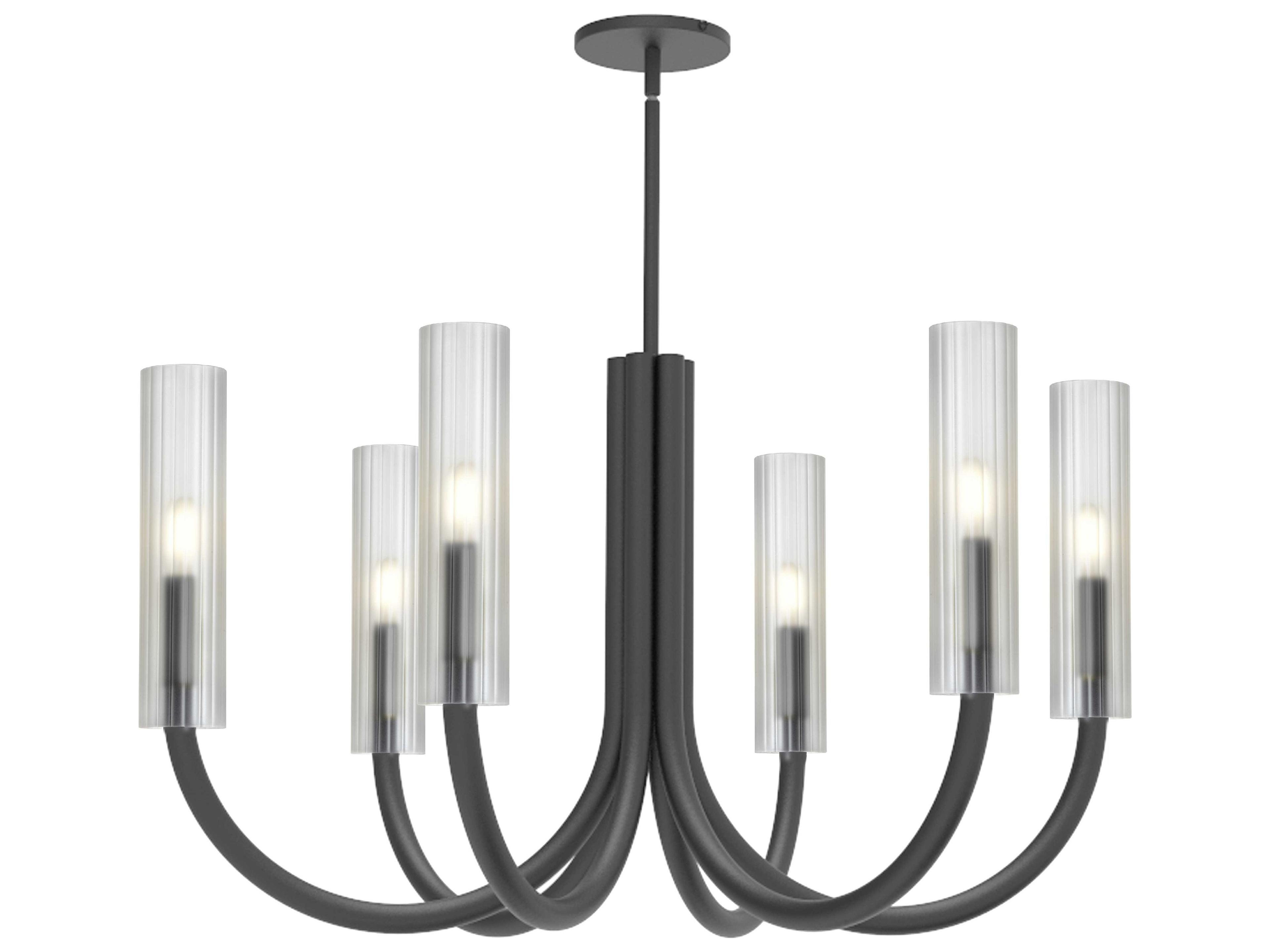 Dainolite Wand 6-Light Matte Black Cylinder Chandelier
