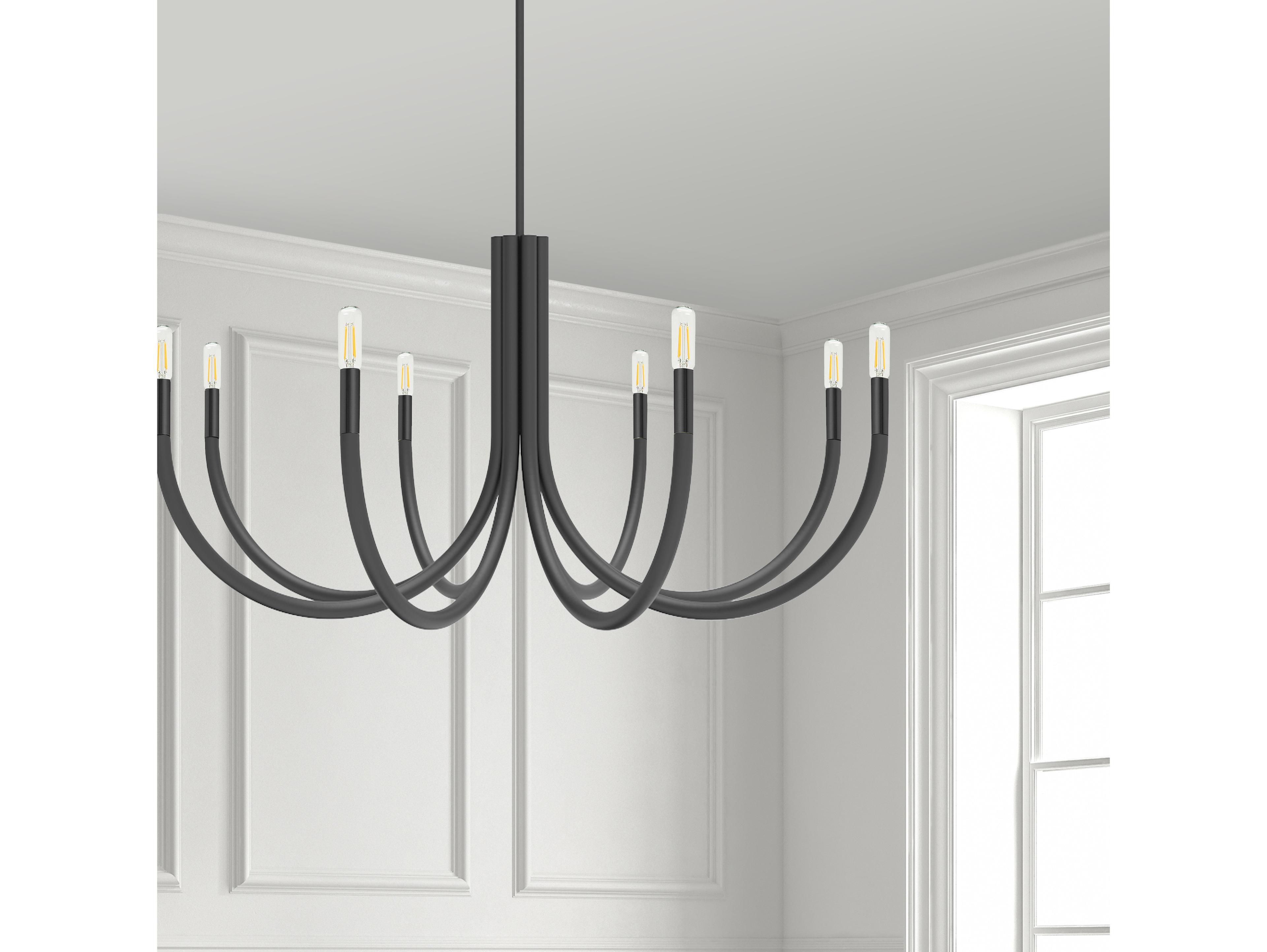 Dainolite Wand 8-Light Matte Black Candelabra Chandelier