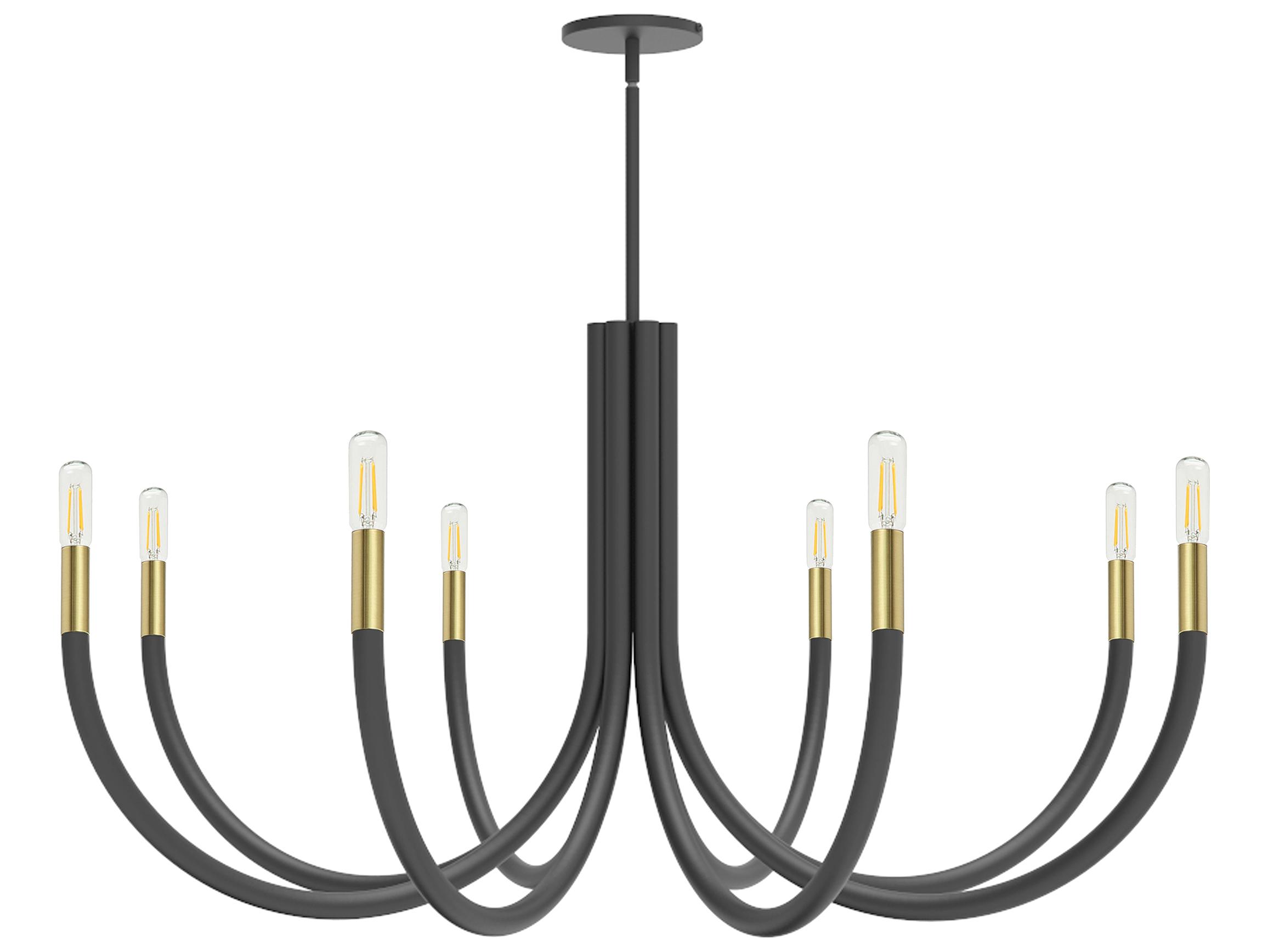 Dainolite Wand 8-Light Matte Black Aged Brass Candelabra Chandelier